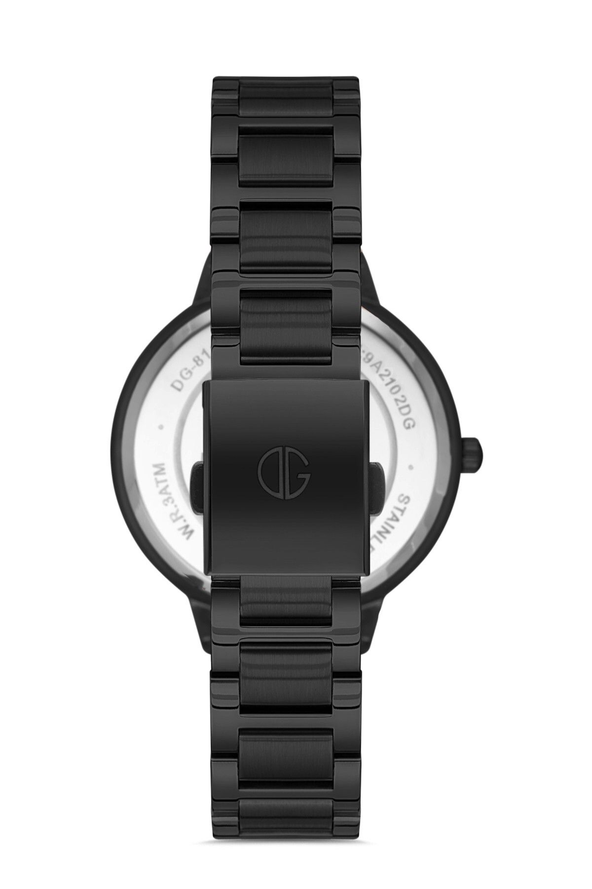 DAVID GUNER-Black Coating Plain Stainless Steel Men's Wrist Watch with Black Dial 3