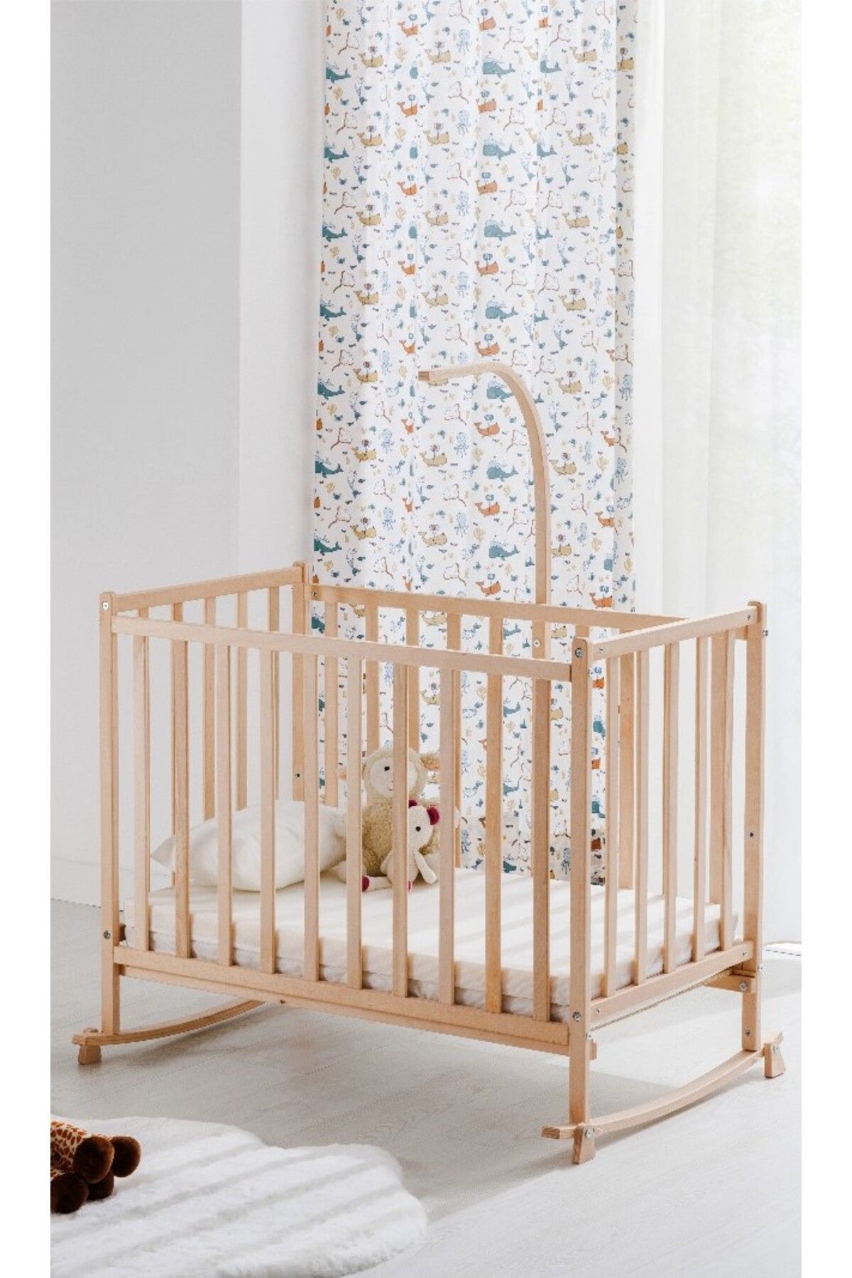 babywho BW6010 - Sallanır Sabitlenir Ahşap Bebek Beşik