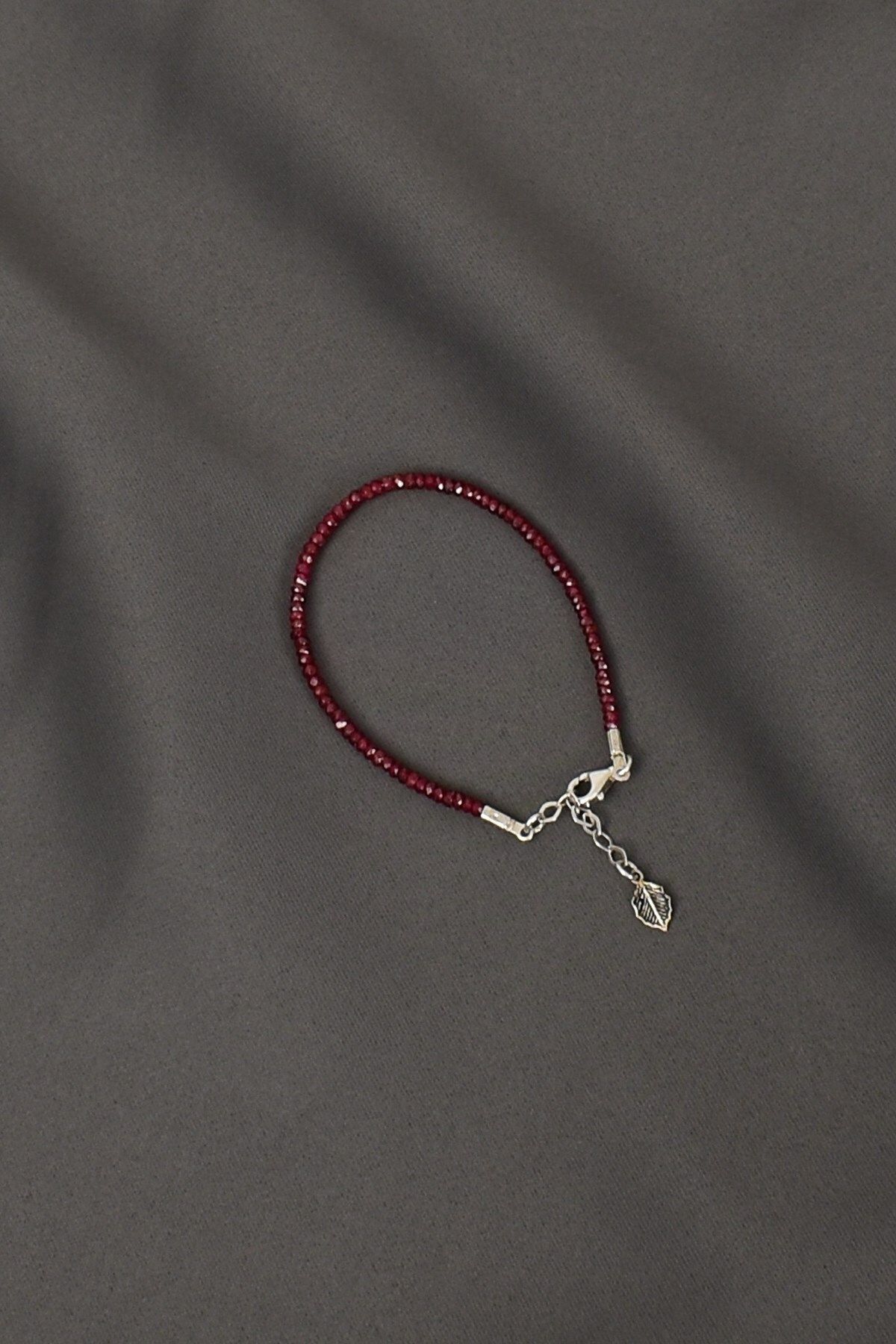 Safnaturel-3mm Wide Ruby Natural Stone Bracelet 6