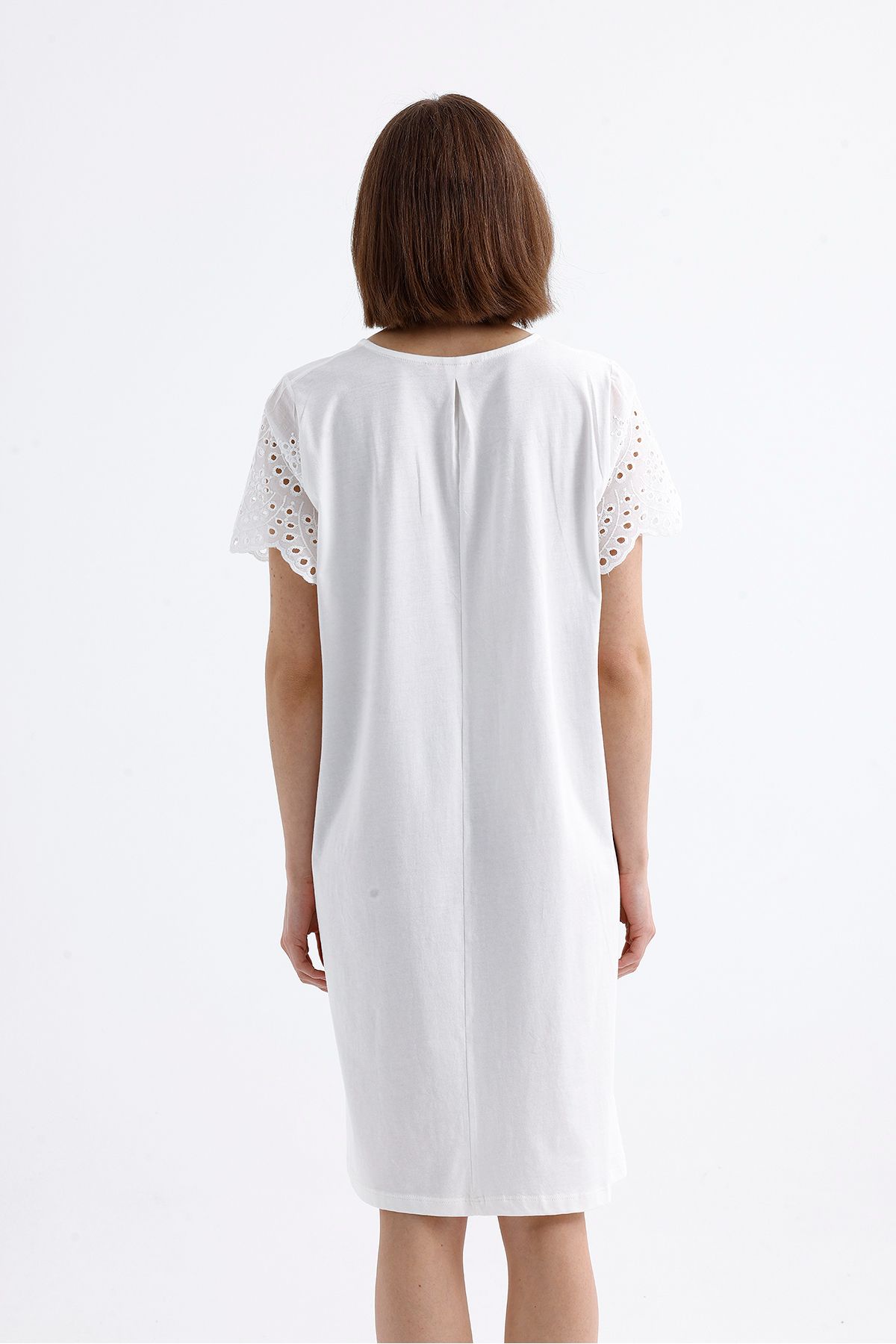 Magic Form-Cropped Short Sleeve Combed Cotton Nightgown - 86708 5