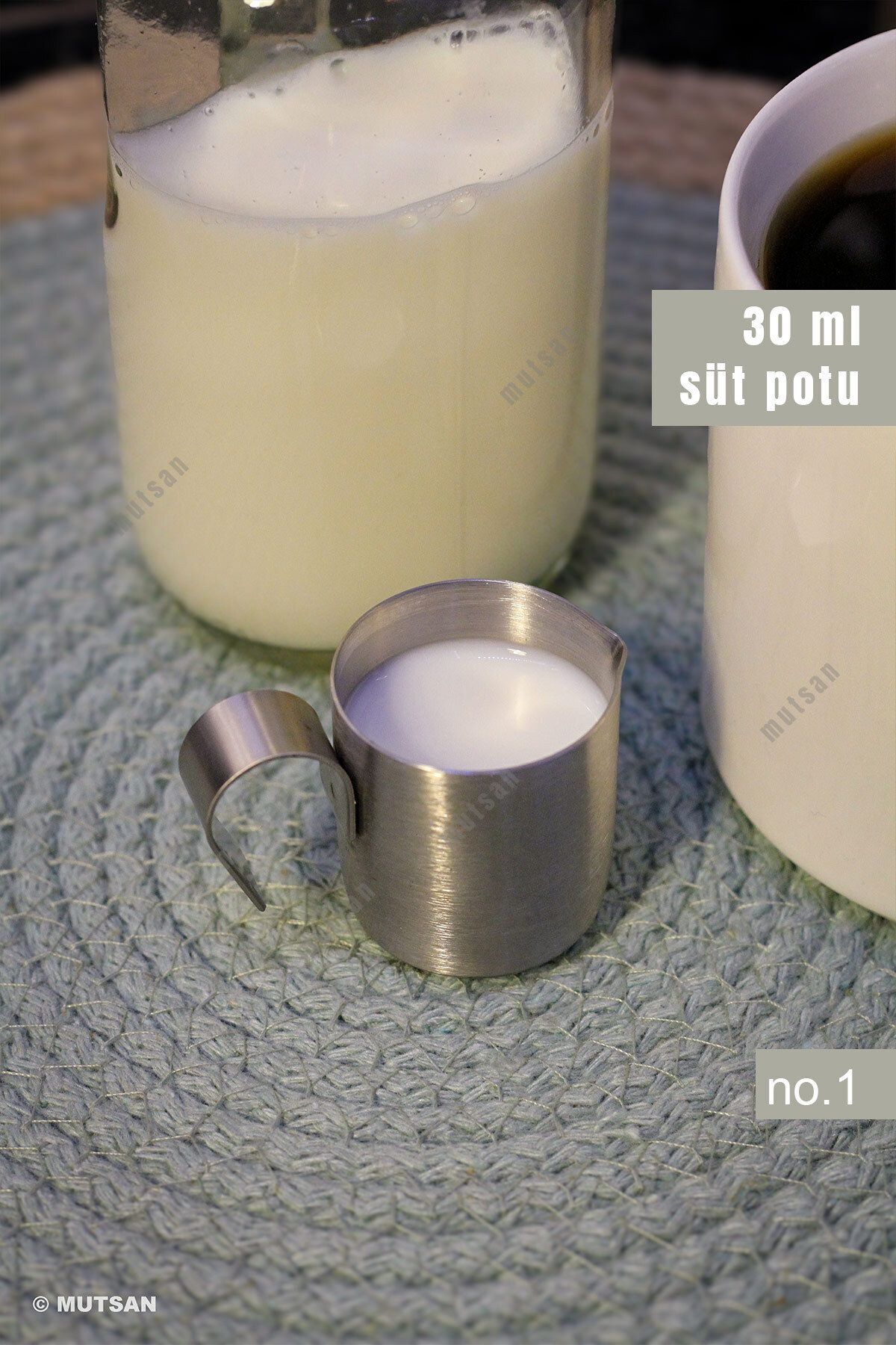 NORREN 6'lı Mini Sütlük Seti - 30 ml | 304 Paslanmaz Çelik | Krema ve Süt Potu | Pitcher | Süt Sunum Kabı