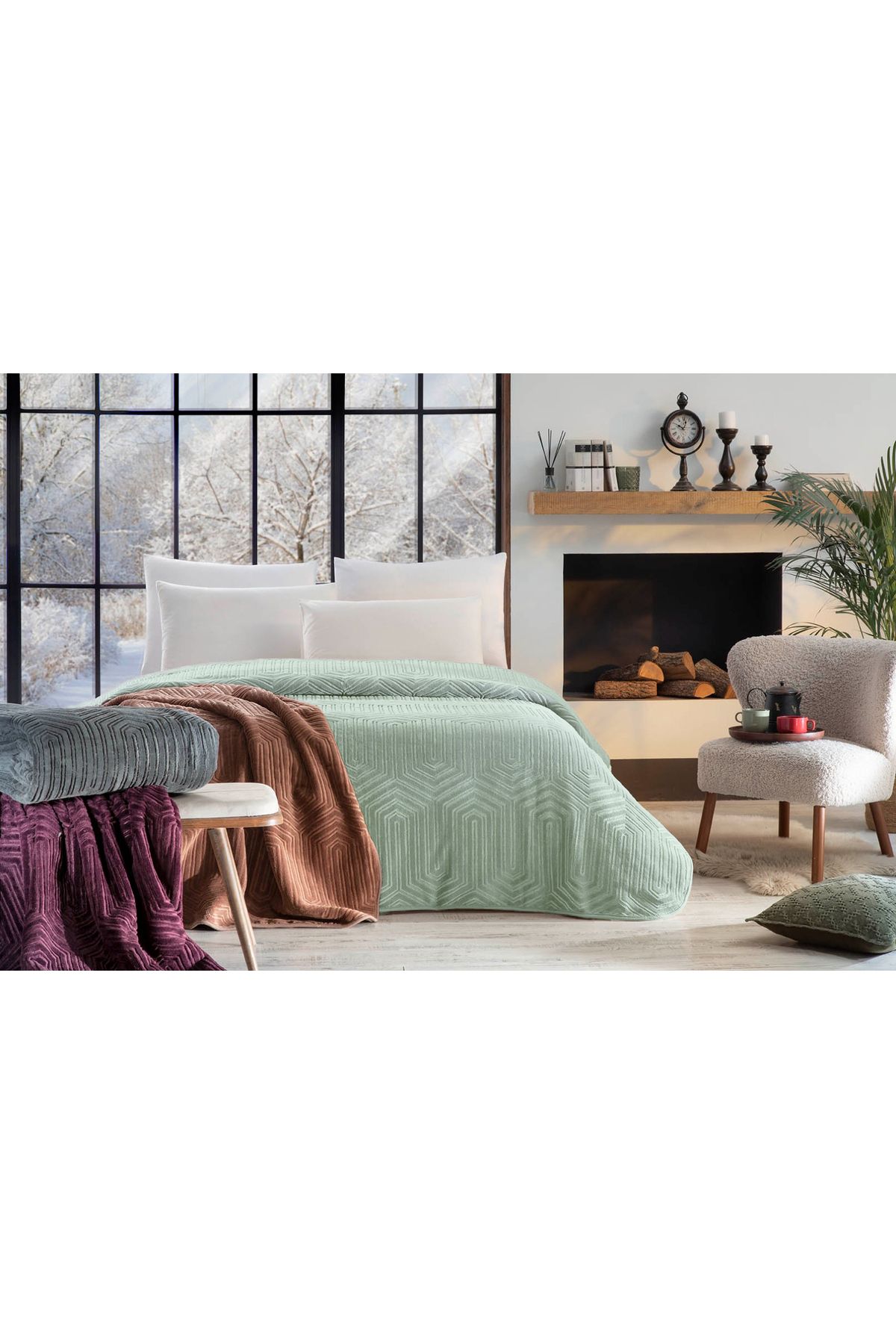 Özdilek-Prestige Light Green Double Blanket - 220 X 240 Boxed 2