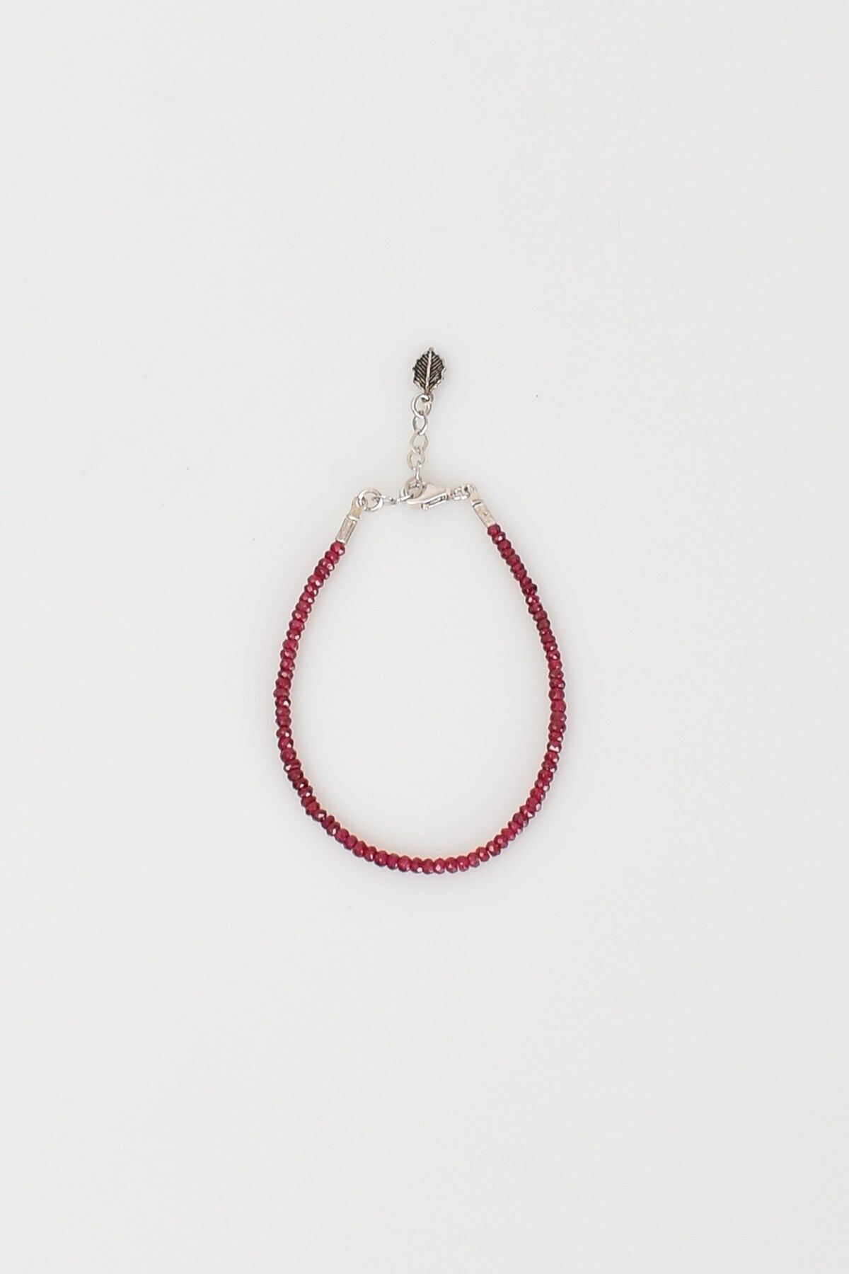 Safnaturel-3mm Wide Ruby Natural Stone Bracelet 2