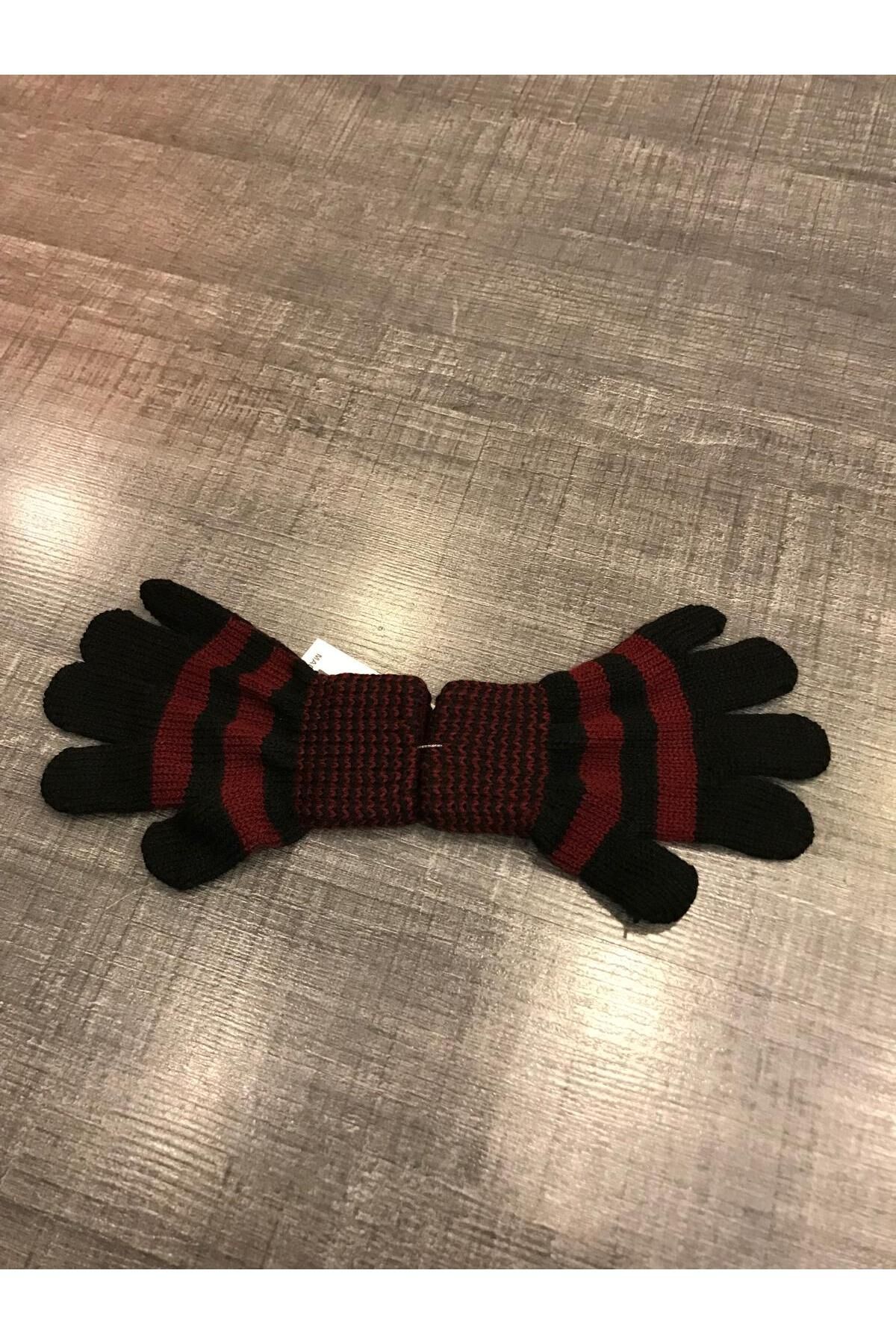 Butik-Gloves - Burgundy - Striped 1