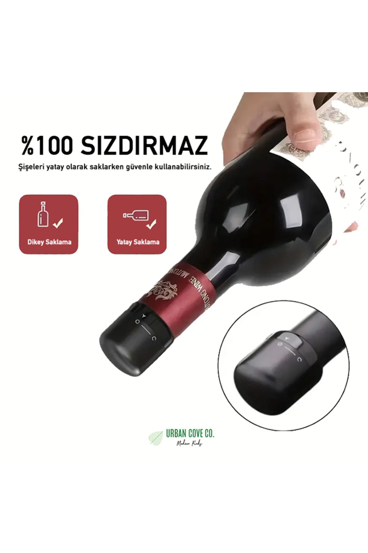 UrbanCove Co-Wine Bottle and Bottle Stopper with Vacuum and Lock - Refreshing and Preserving Design 6