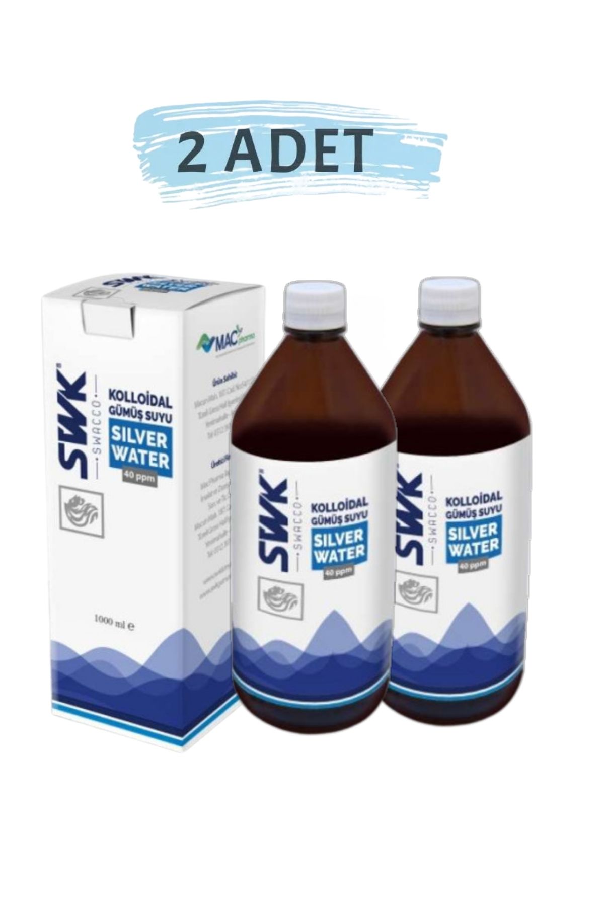 SWK Kolloidal Gümüş Suyu 25 Ppm 1000 Ml 2'Li Set