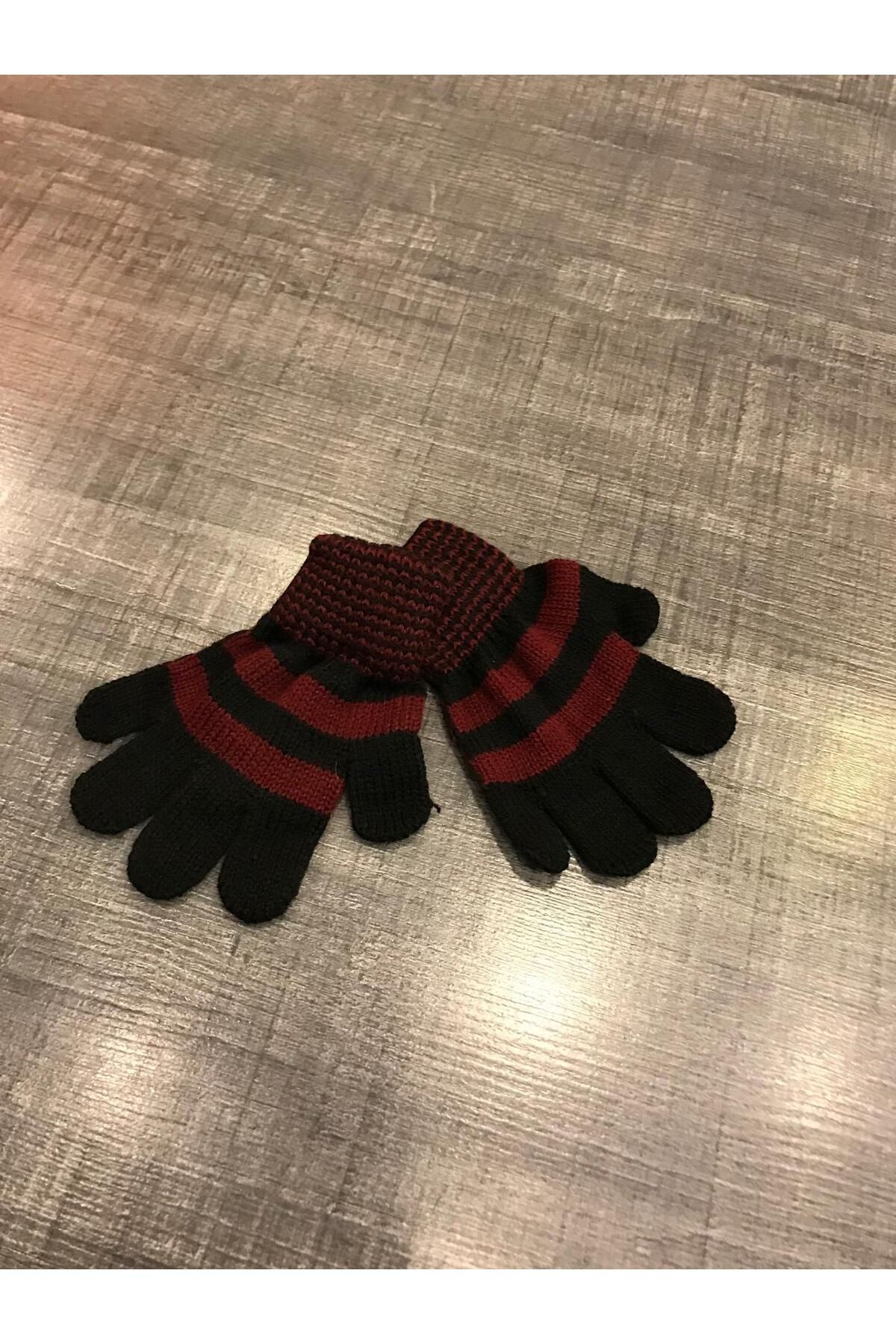 Butik-Gloves - Burgundy - Striped 2