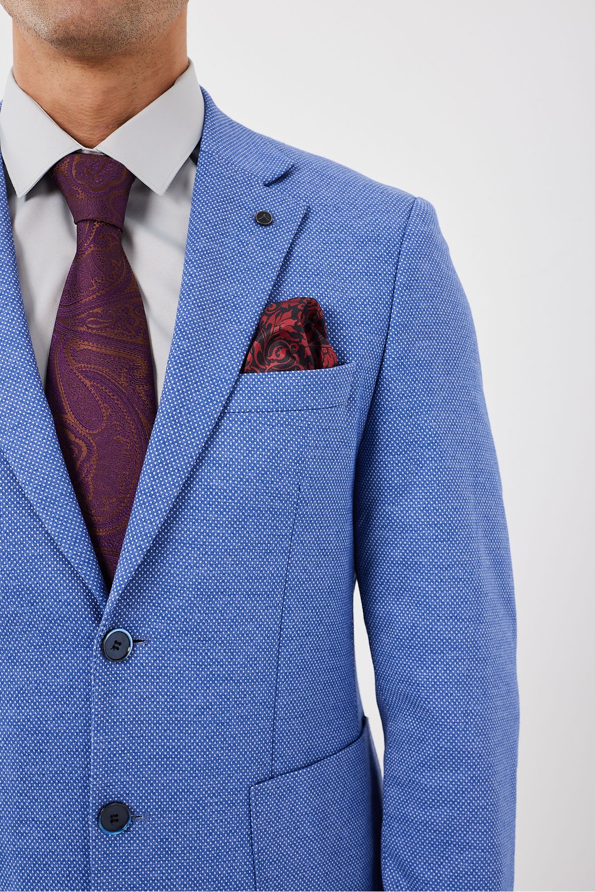 ACTUAL-Blue Slim Fit Blazer - 7142-06 Single Jacket 4