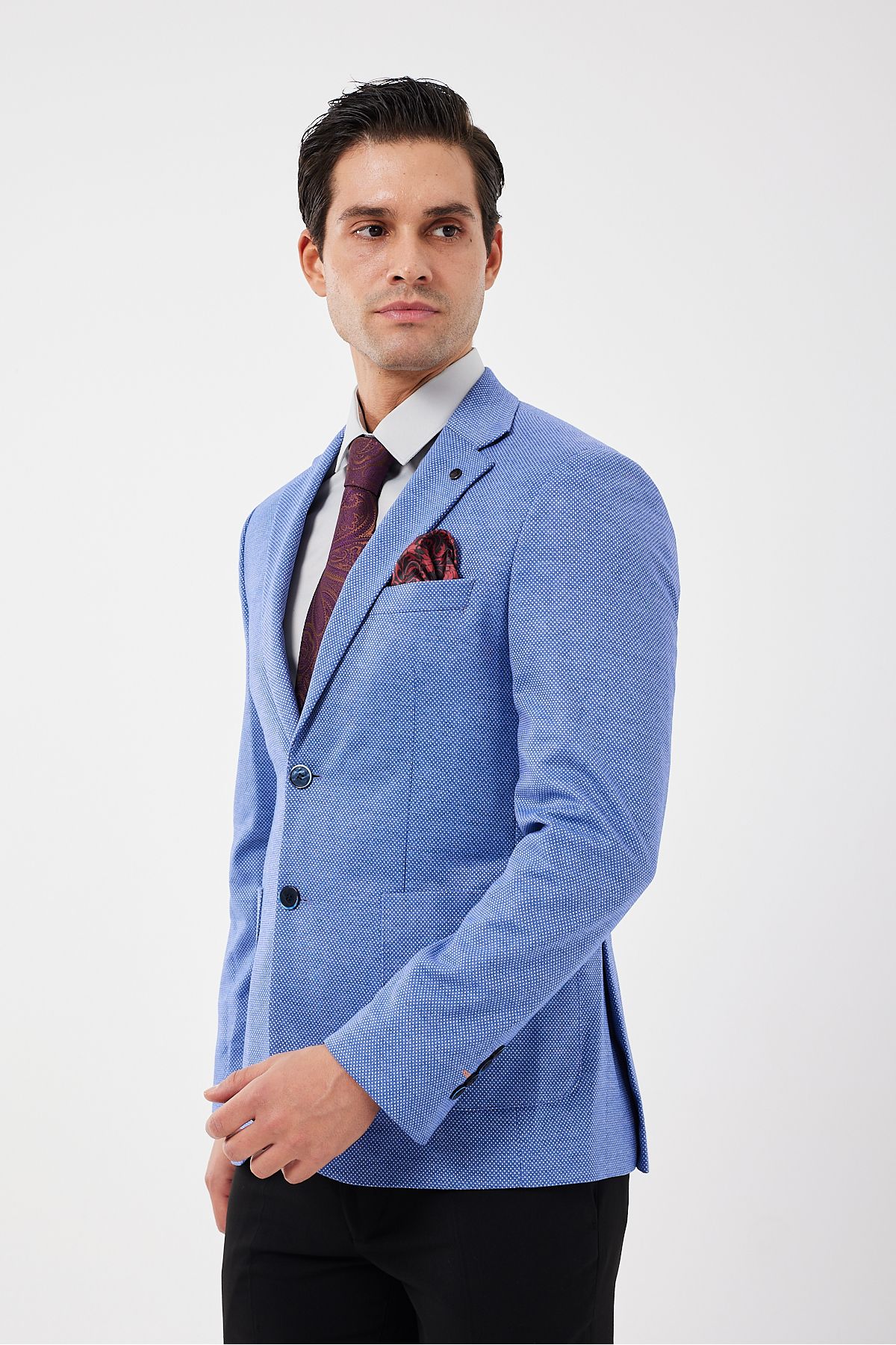 ACTUAL-Blue Slim Fit Blazer - 7142-06 Single Jacket 3