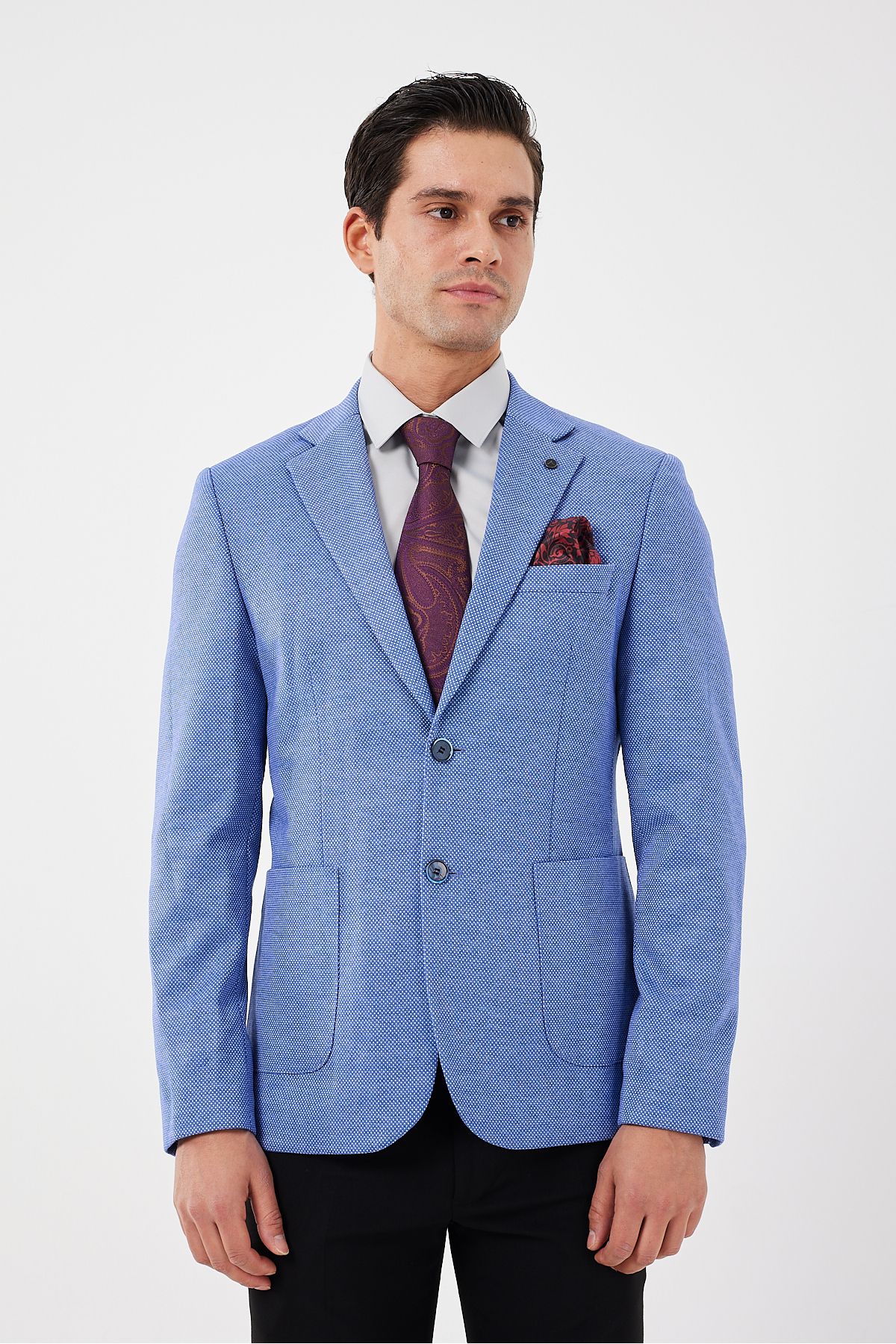 ACTUAL-Blue Slim Fit Blazer - 7142-06 Single Jacket 2