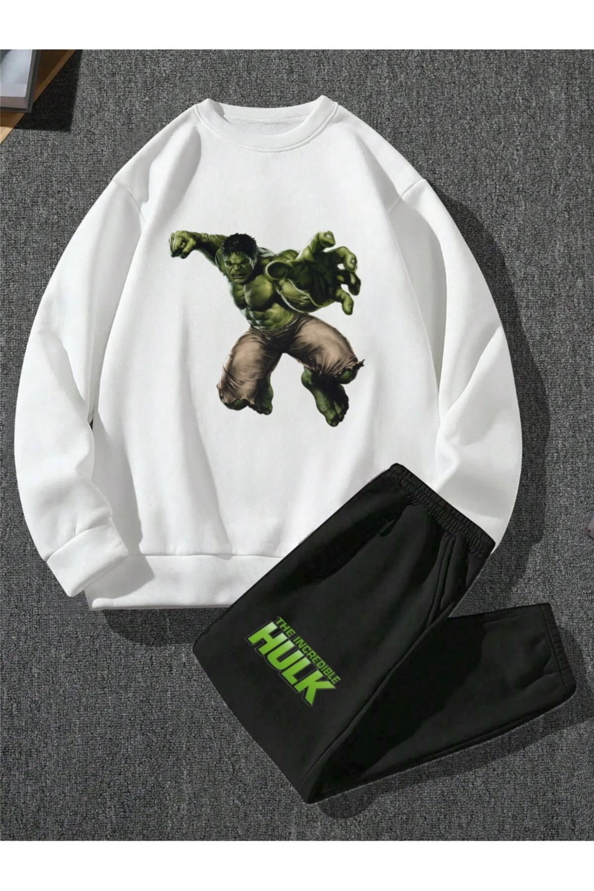 Heybely Kids-Hulk Printed Oversize Sweatshirt Boy's Tracksuit Set 2 Thread 1