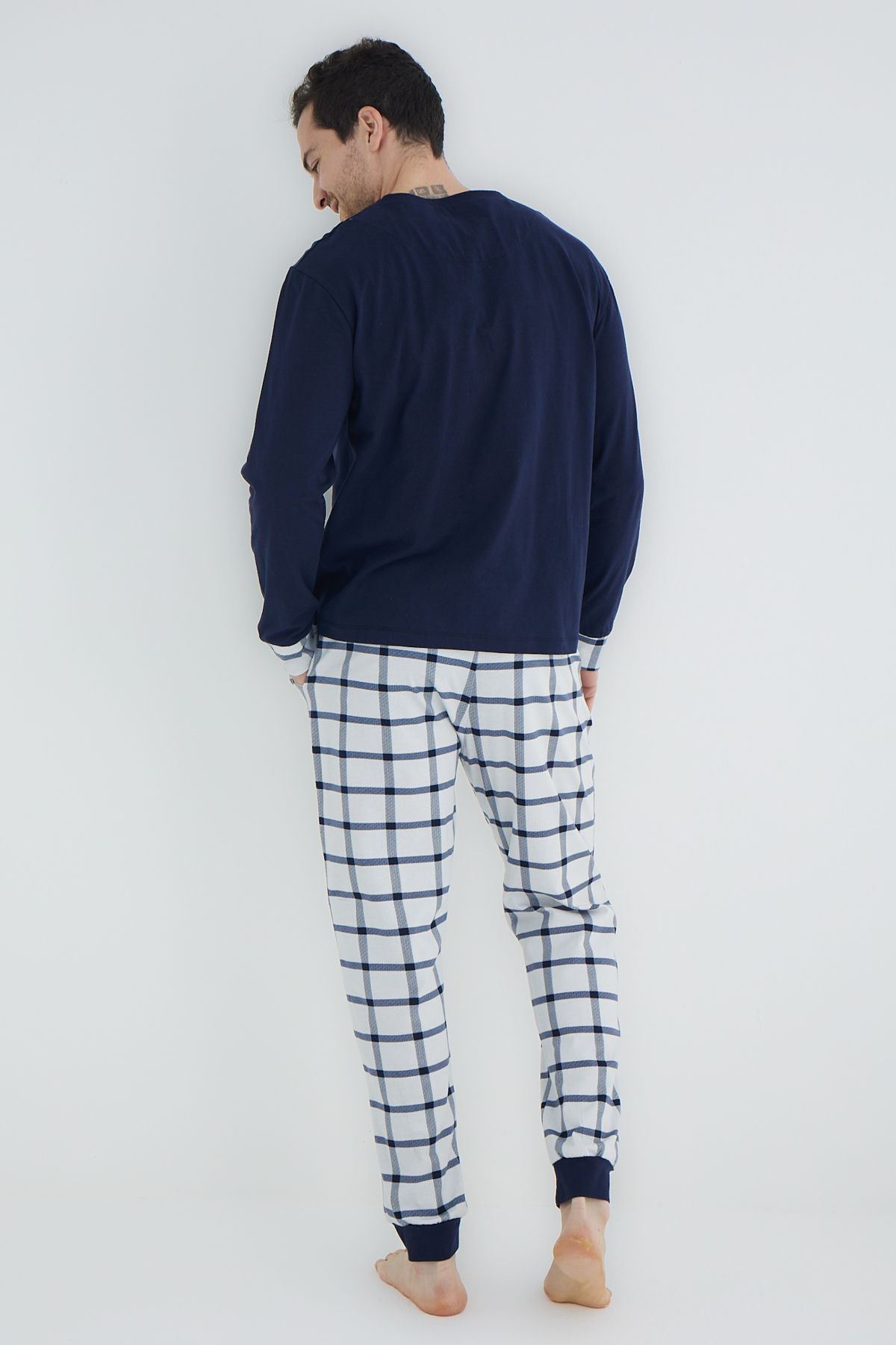 trendyol-man-mens-navy-blue-plaid-long-homewe