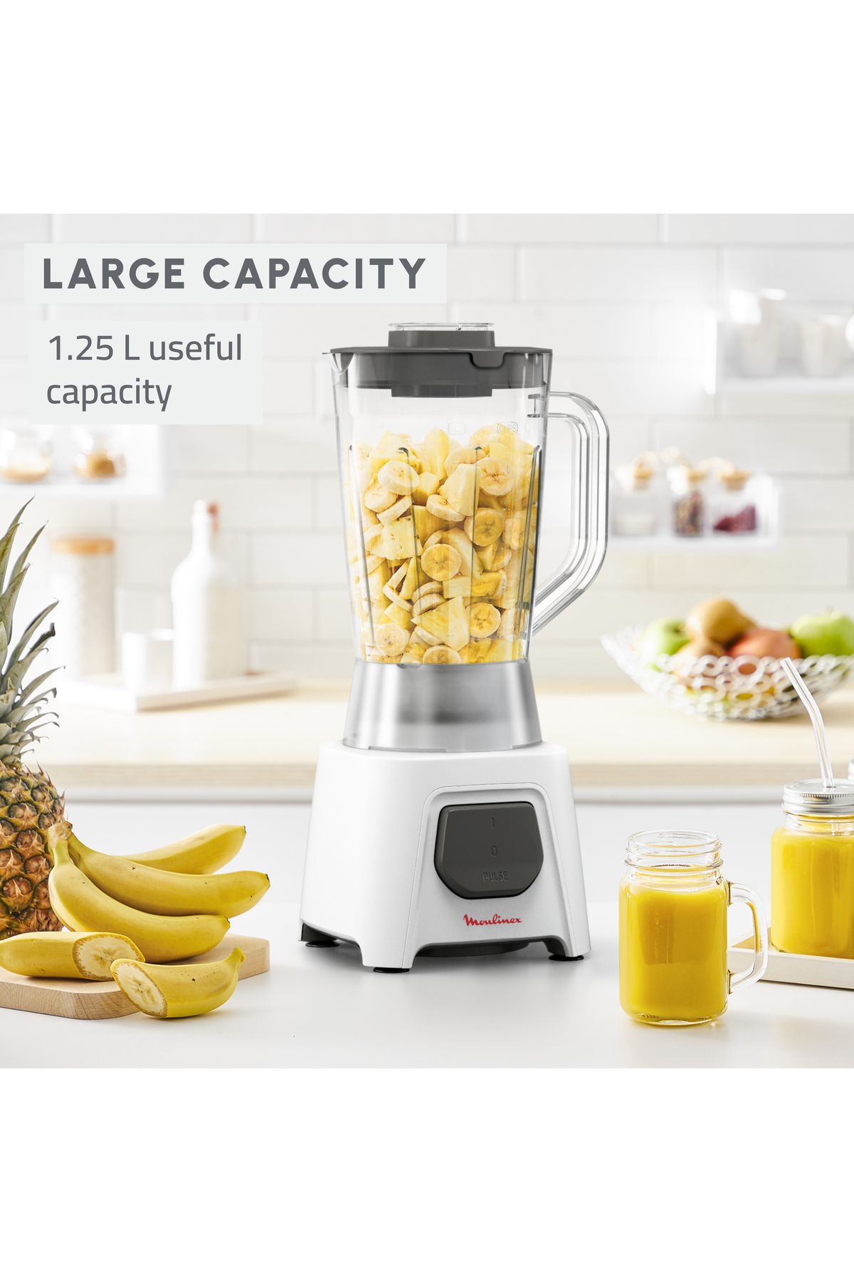 Moulinex-خلاط أونو سعة 1.5 لتر مع ملحقتين، 450 واط، أبيض، بلاستيك، Lm2B3127 3