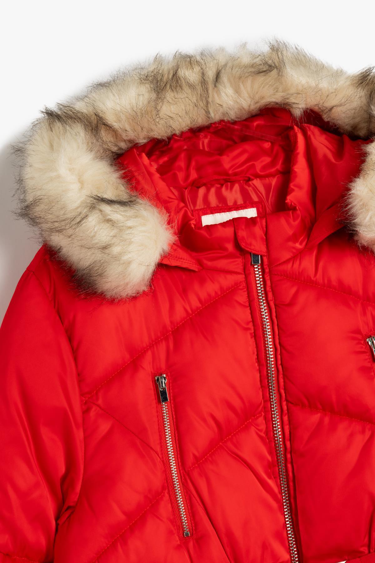 Koton Kırmızı Kız Çocuk Kaban 5WKG00016AW fotoğrafı 3 (önizleme)