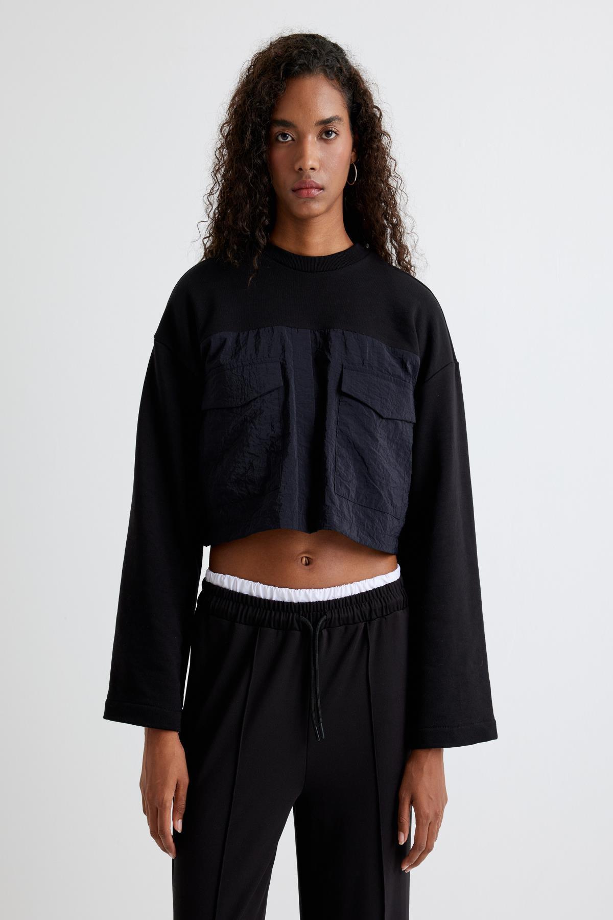 سویشرت زنانه مشکی کوتونKoton | 5WAK10227EK اورجینال - تصویر 3