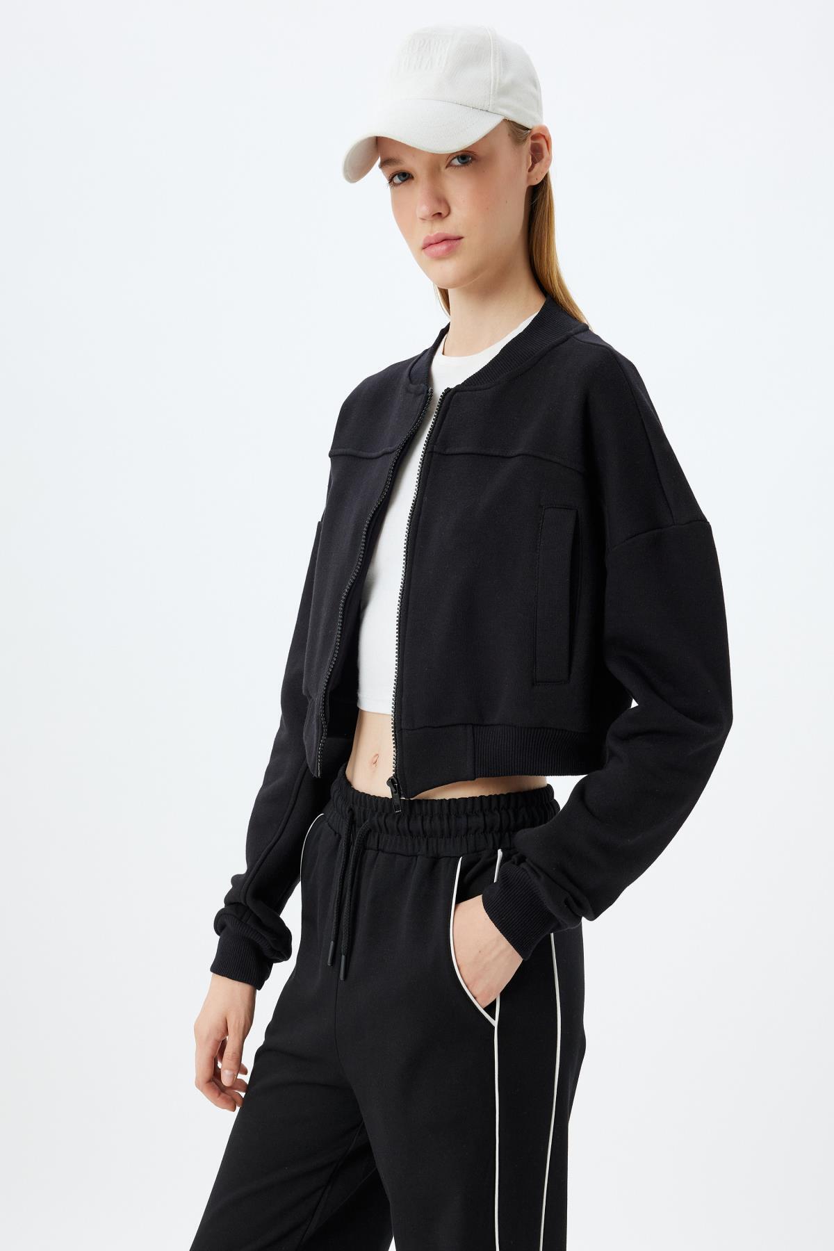 سویشرت زنانه مشکی کوتونKoton | 5WAK10193NK اورجینال - تصویر 3