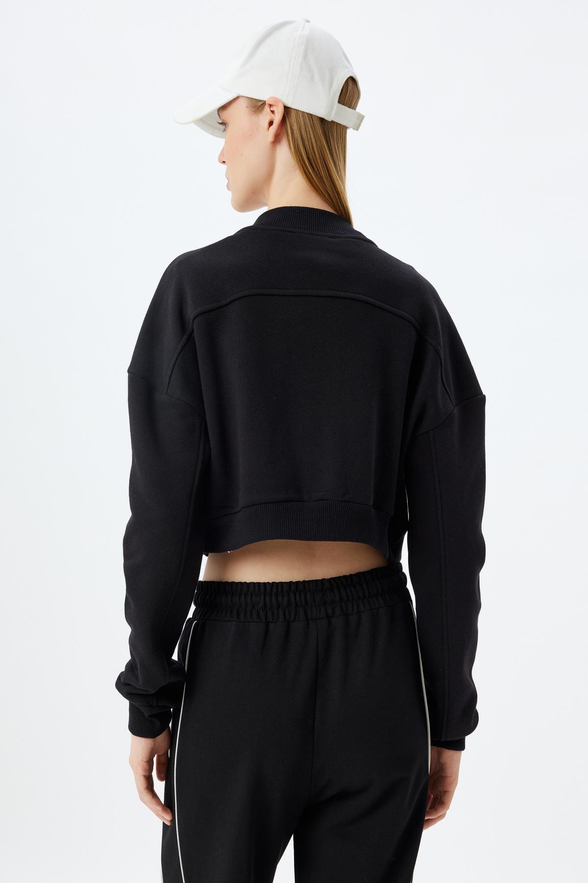 سویشرت زنانه مشکی کوتونKoton | 5WAK10193NK اورجینال - تصویر 4