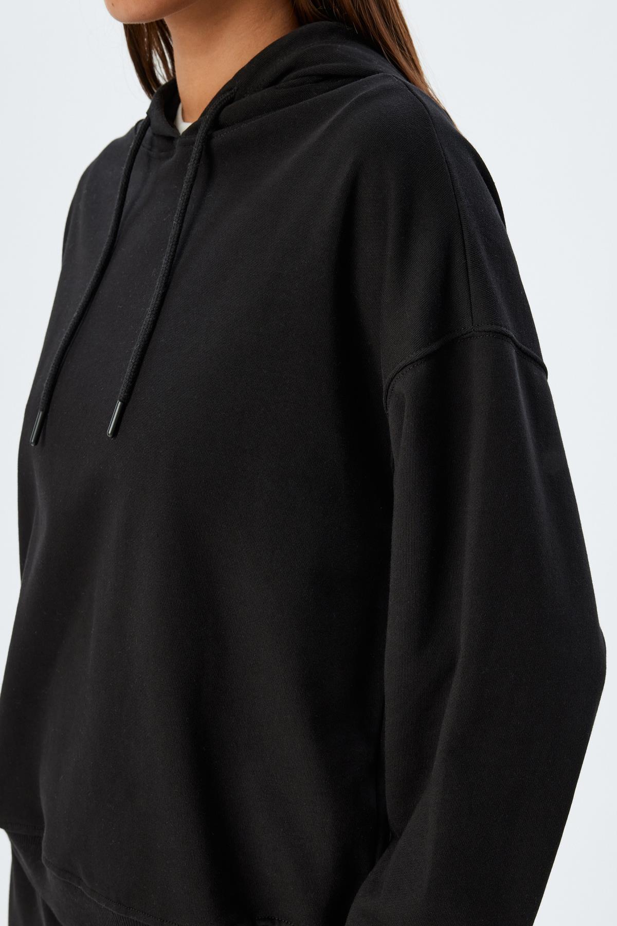 سویشرت زنانه مشکی کوتونKoton | 5WAK10223EK اورجینال - تصویر 5