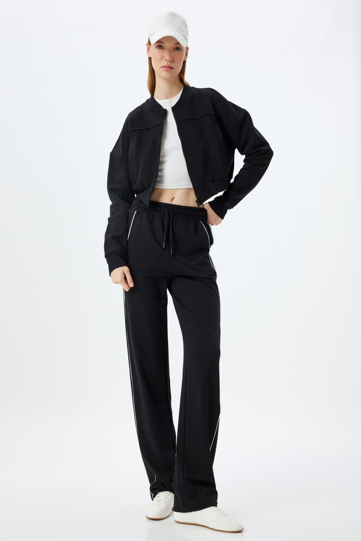 سویشرت زنانه مشکی کوتونKoton | 5WAK10193NK اورجینال - تصویر 2