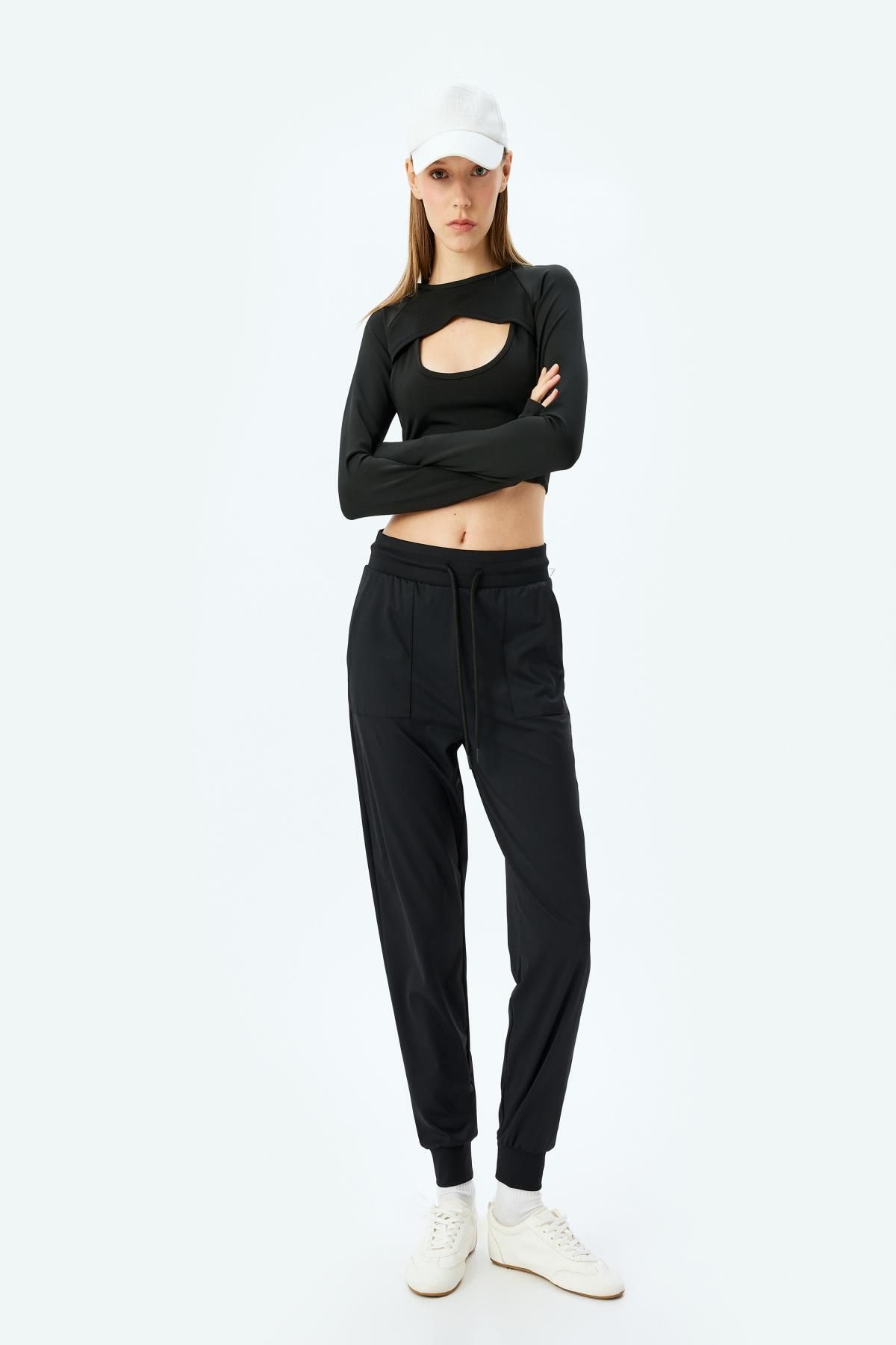 Koton Damskie Czarne Spodnie Dresowe 5wak40280nk Kobieta - M