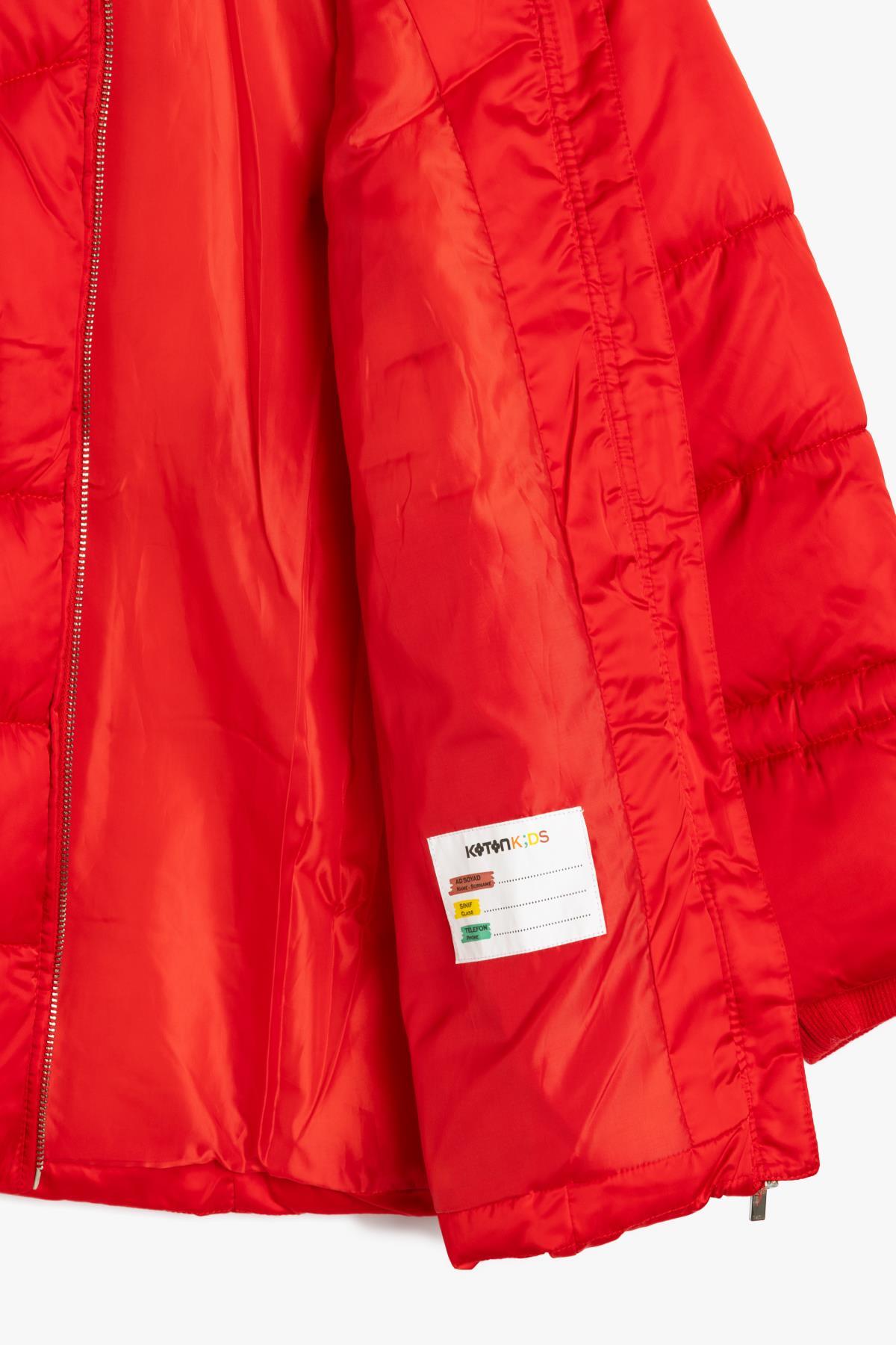Koton Kırmızı Kız Çocuk Kaban 5WKG00016AW fotoğrafı 4 (önizleme)