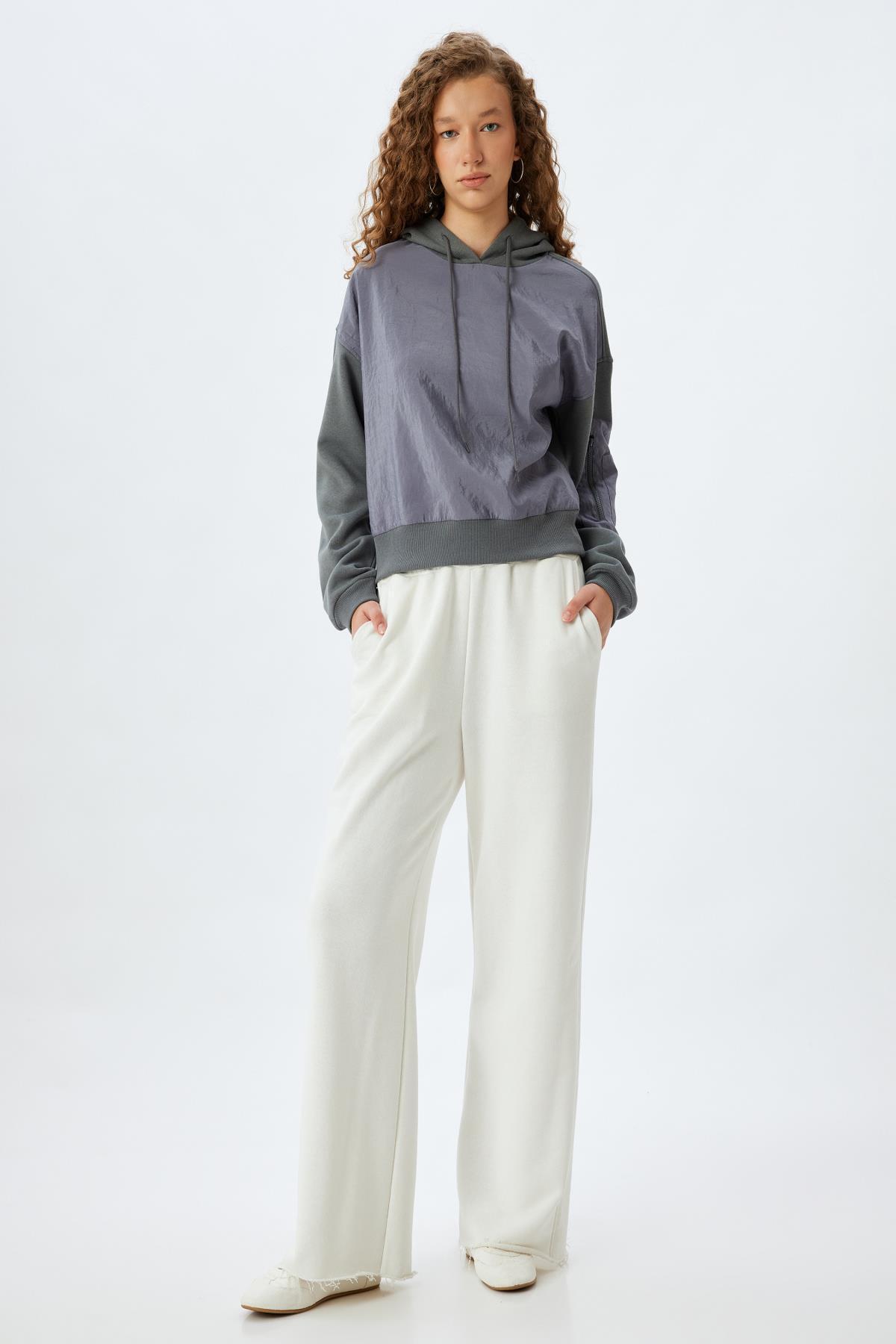 سویشرت زنانه خاکستری کوتونKoton | 5WAL10191IK اورجینال - تصویر 2