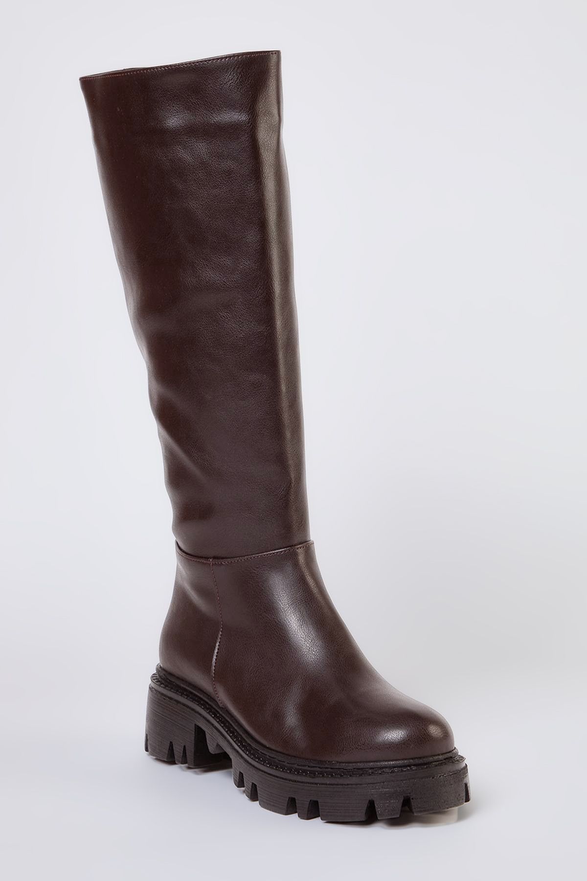 TRENDYOL SHOES-Dunkelbraune Damenstiefel mit dicker Sohle und Reißverschluss TAKAW25CZ00005 3