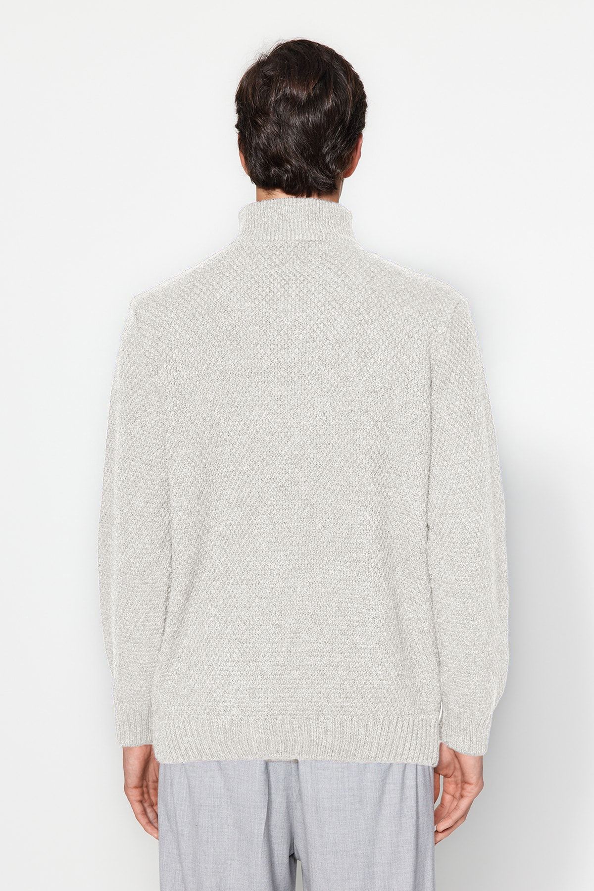 Trendyol Collection-Ecru Regular Half Rollkragenpullover aus Haarstrick TMNAW24KZ00047 3