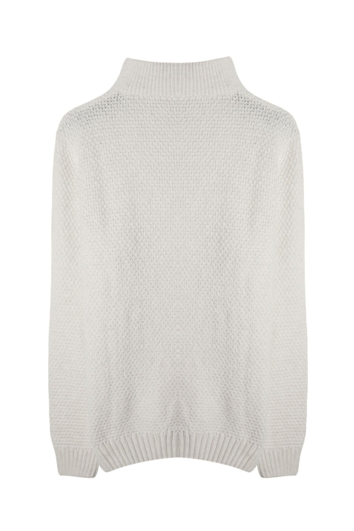 Trendyol Collection-Ecru Regular Half Rollkragenpullover aus Haarstrick TMNAW24KZ00047 9
