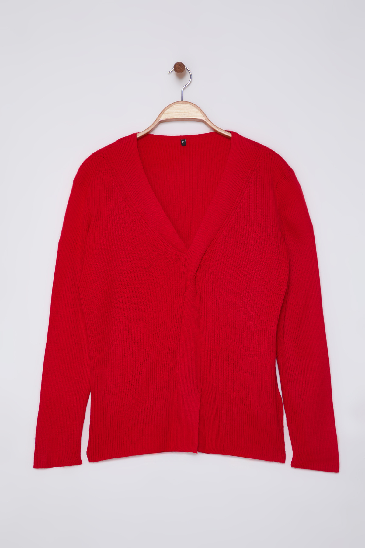 Trendyol Curve-V-Neck Red Knitwear Sweater - Front Knot Detail TBBAW24AN00101 13