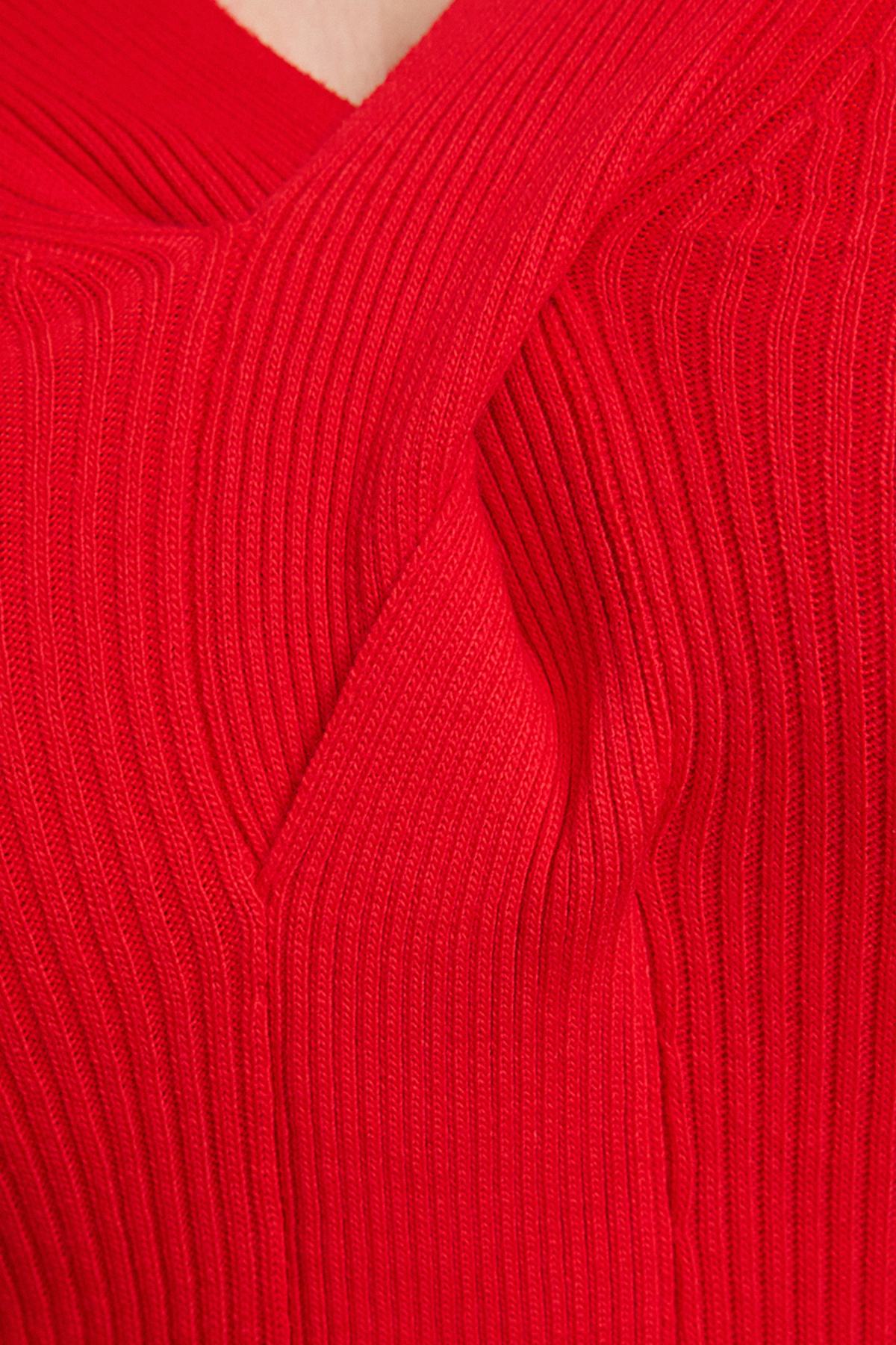 Trendyol Curve-V-Neck Red Knitwear Sweater - Front Knot Detail TBBAW24AN00101 4