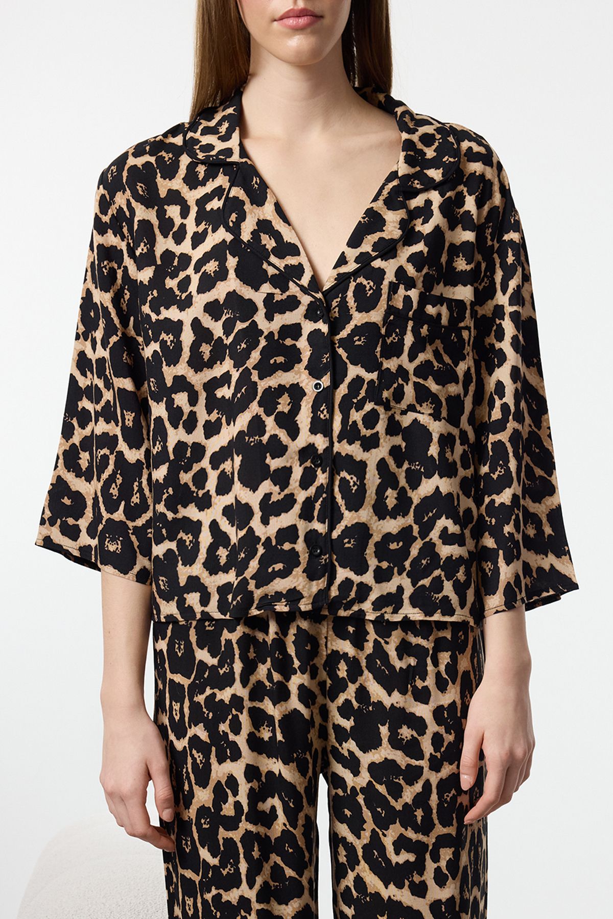Trendyol Collection-Multicolor Leopard Print Ribbed Viscose Woven Pajamas Set Thmaw21Pt0292 3