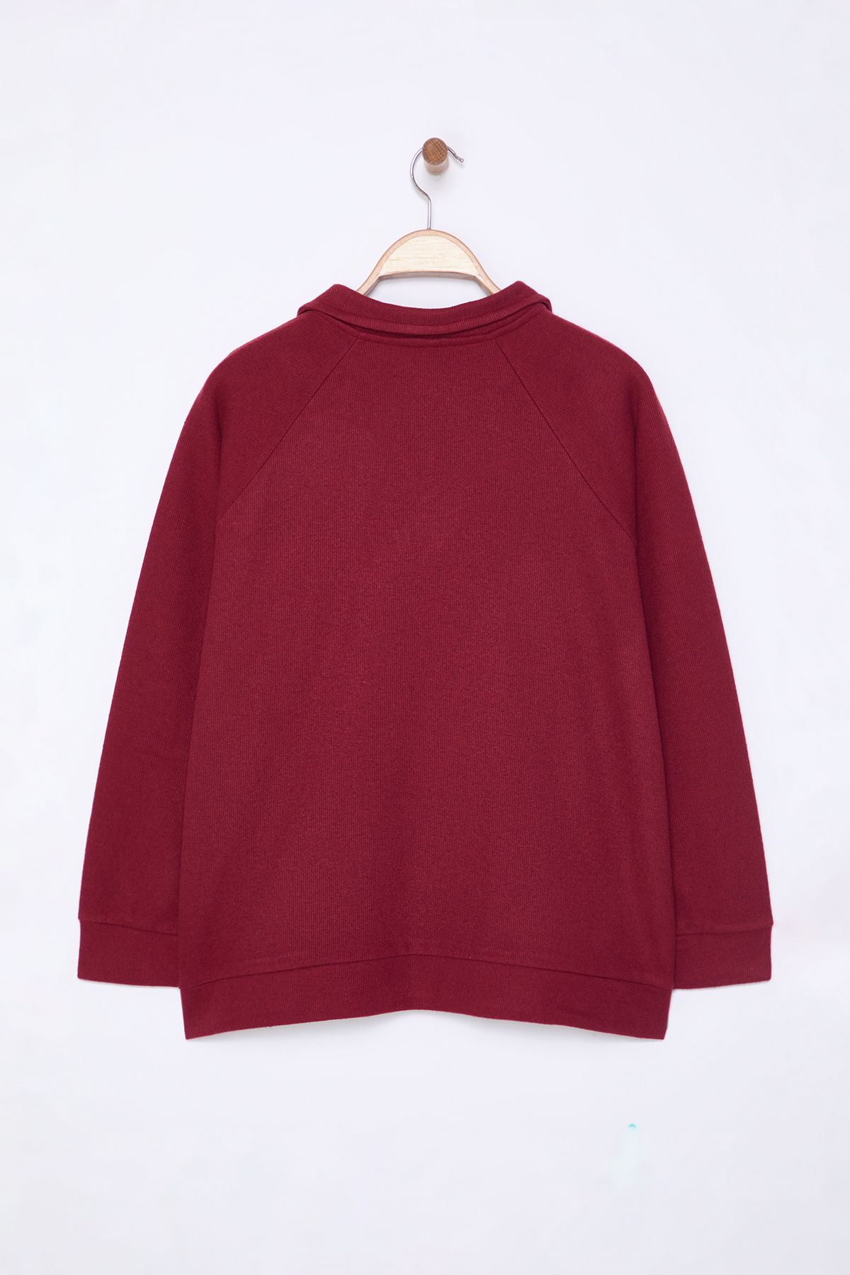 Trendyol Curve-Vínová oversize/široký střih Thessaloniki Polo Neck Pletená mikina větší velikosti Tbbaw25Ao00043 8
