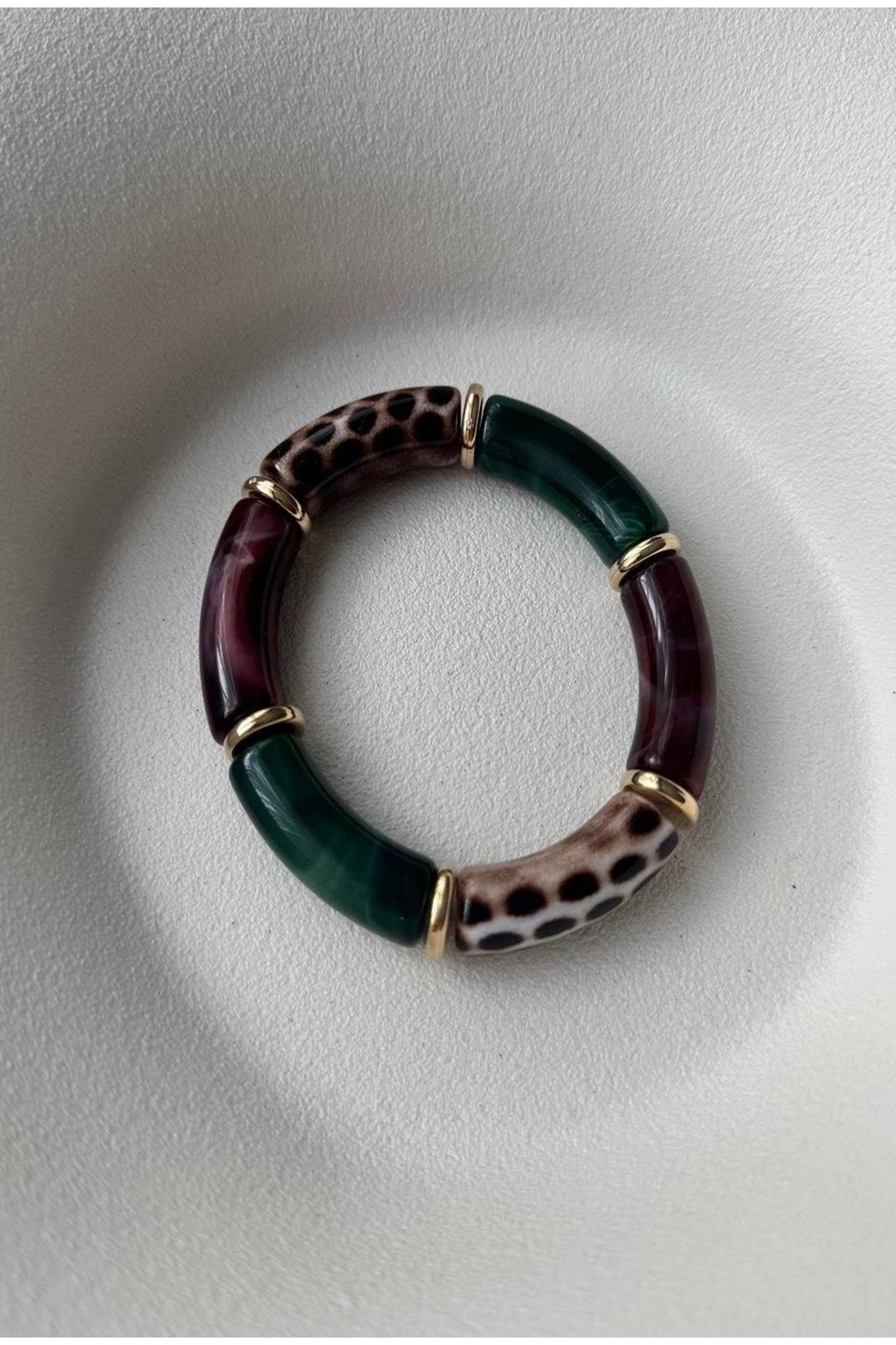 mos&more-Leopard Green Coffee Gold Flexible Bracelet 1