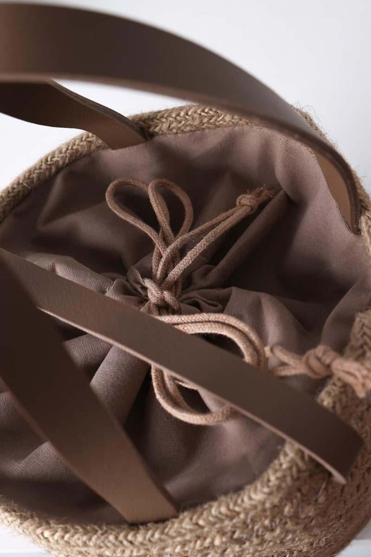 ALLDAY-Mink-Small Size Hand and Shoulder Round Straw Bag 3