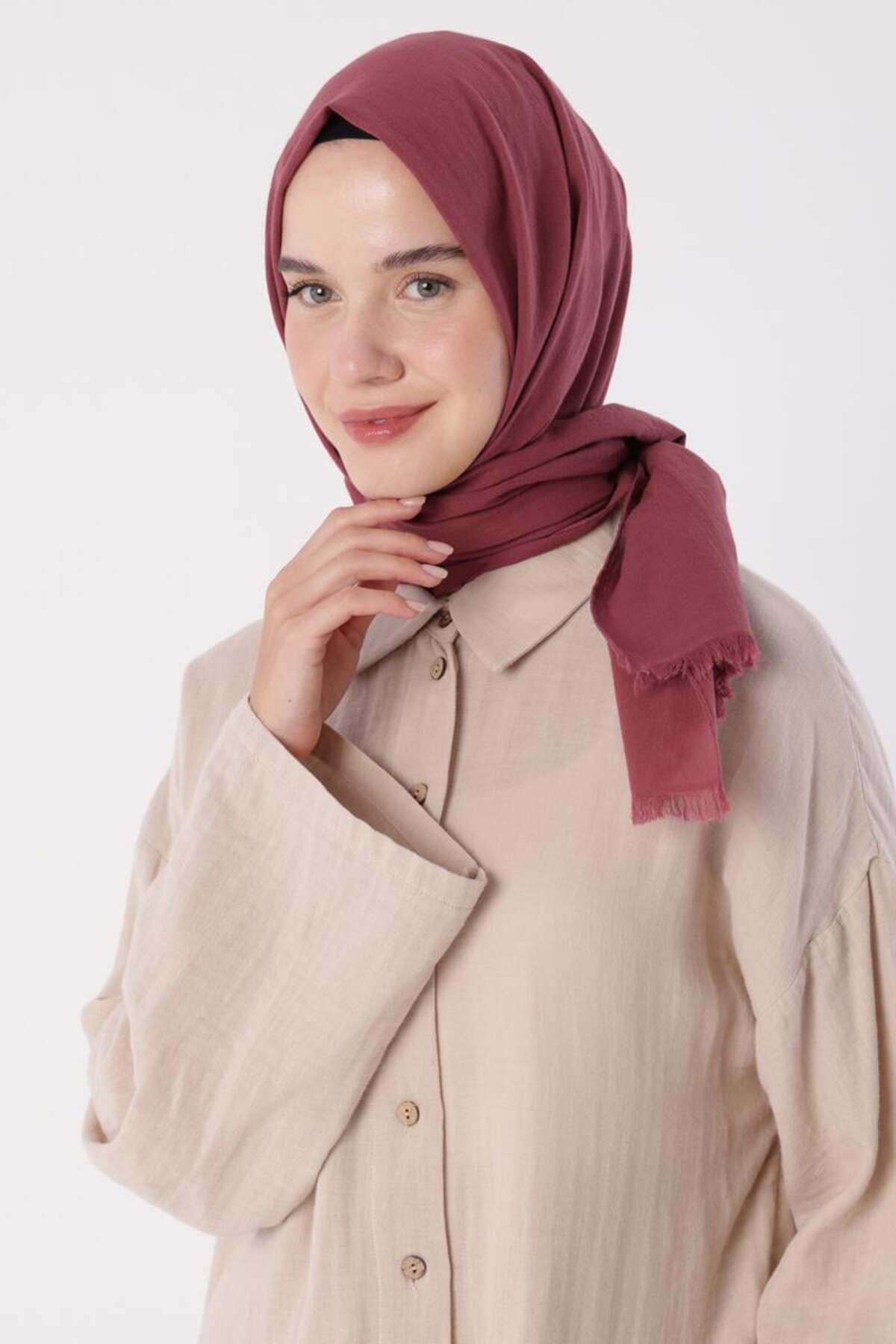 ALLDAY-Dusty Rose-Natural Cotton Shawl 3