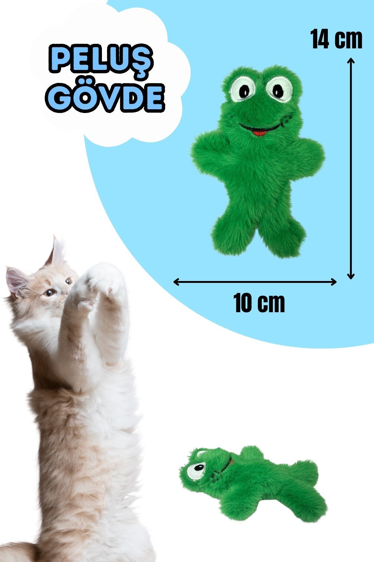 Miyav-Green Color Plush Cat Frog Mint and Activity Toy with Catnip 2