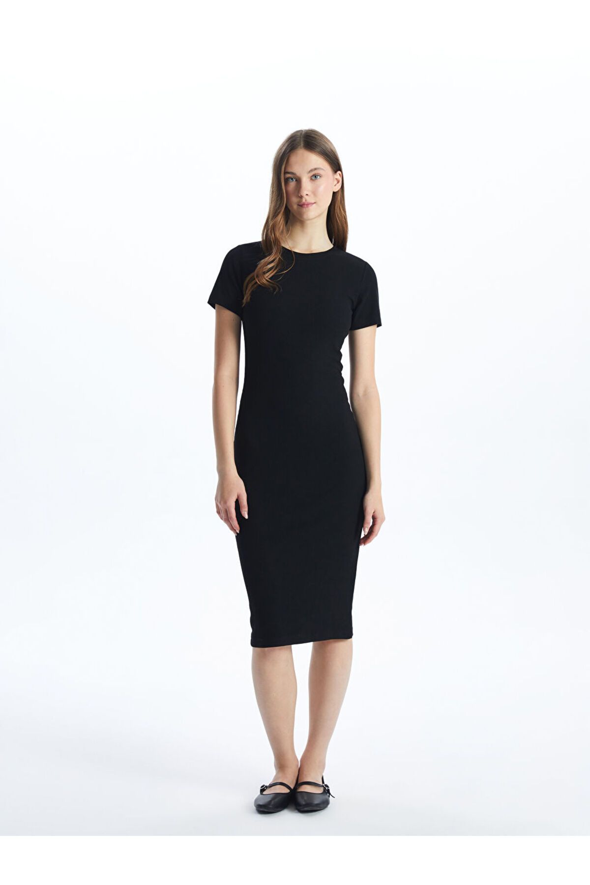 Yeni Sezon Bisiklet Yaka Kadin Bodycon Elbise - S5H834Z8