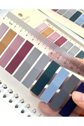 Kağıt Gemi Dükkan 10 Renkli Cetvelli Retro Koyu Tonlar Şeffaf Pet Indeks / In...