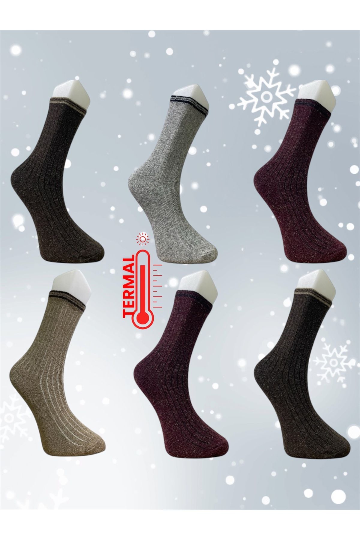 myDea Șosete Termice 6 Perechi Șosete De Iarnă Sezon Nou 100% Termice Unisex - 36-42