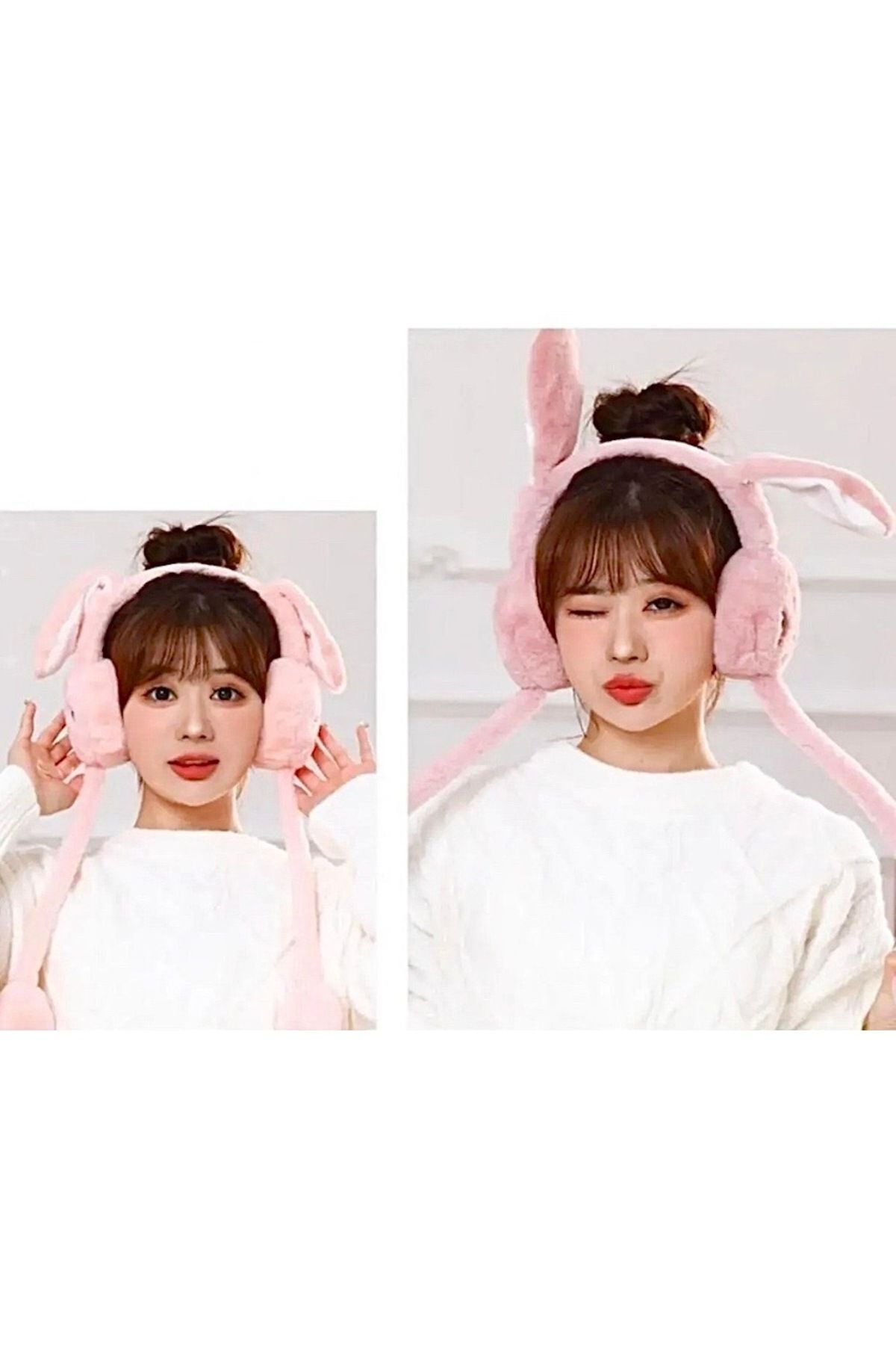 SHEKER HOME-Light Pink Plush Headset with Movable Mechanism 3