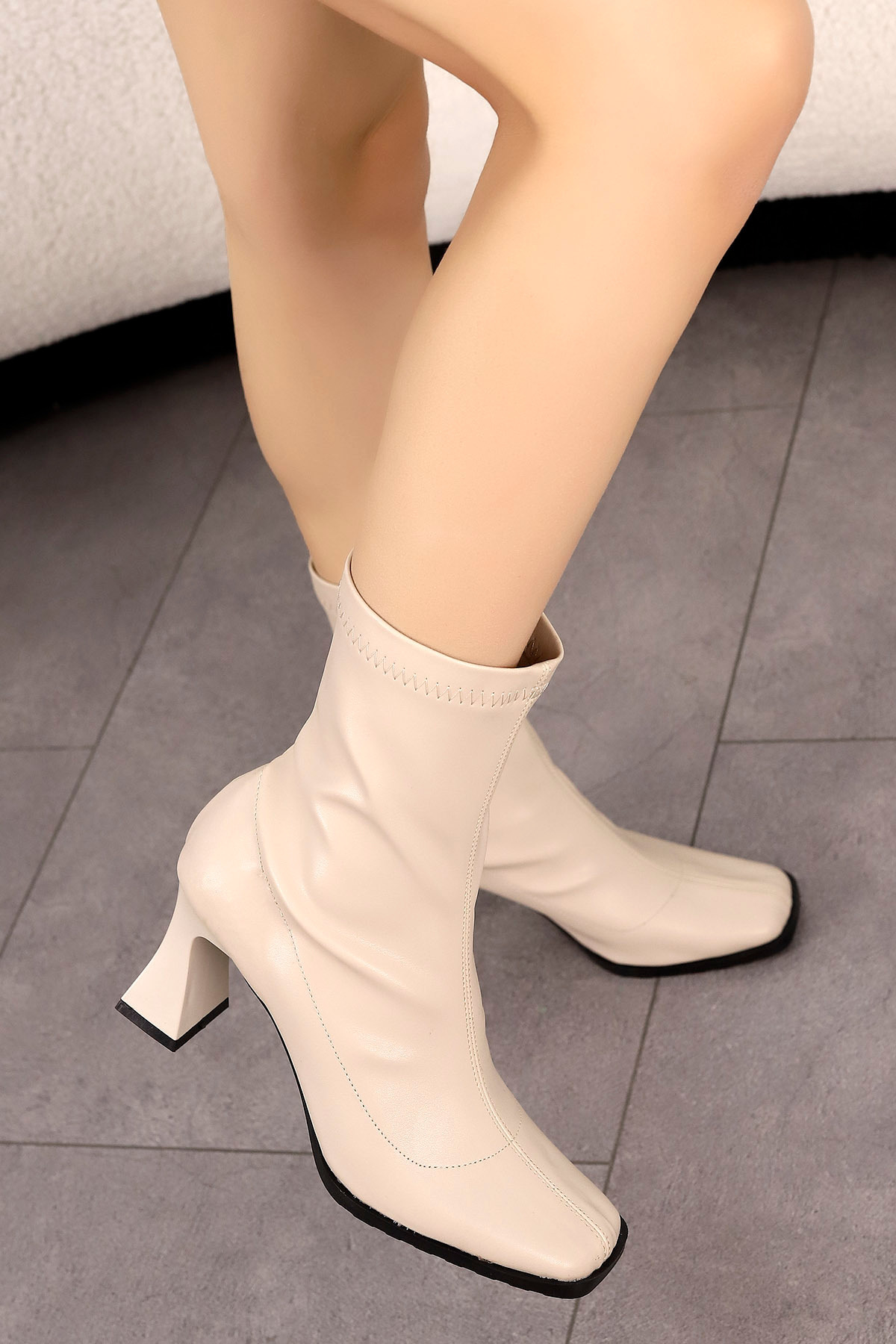 kajal ayakkabı-Tts 001 Square Toe Stretch Boots 1