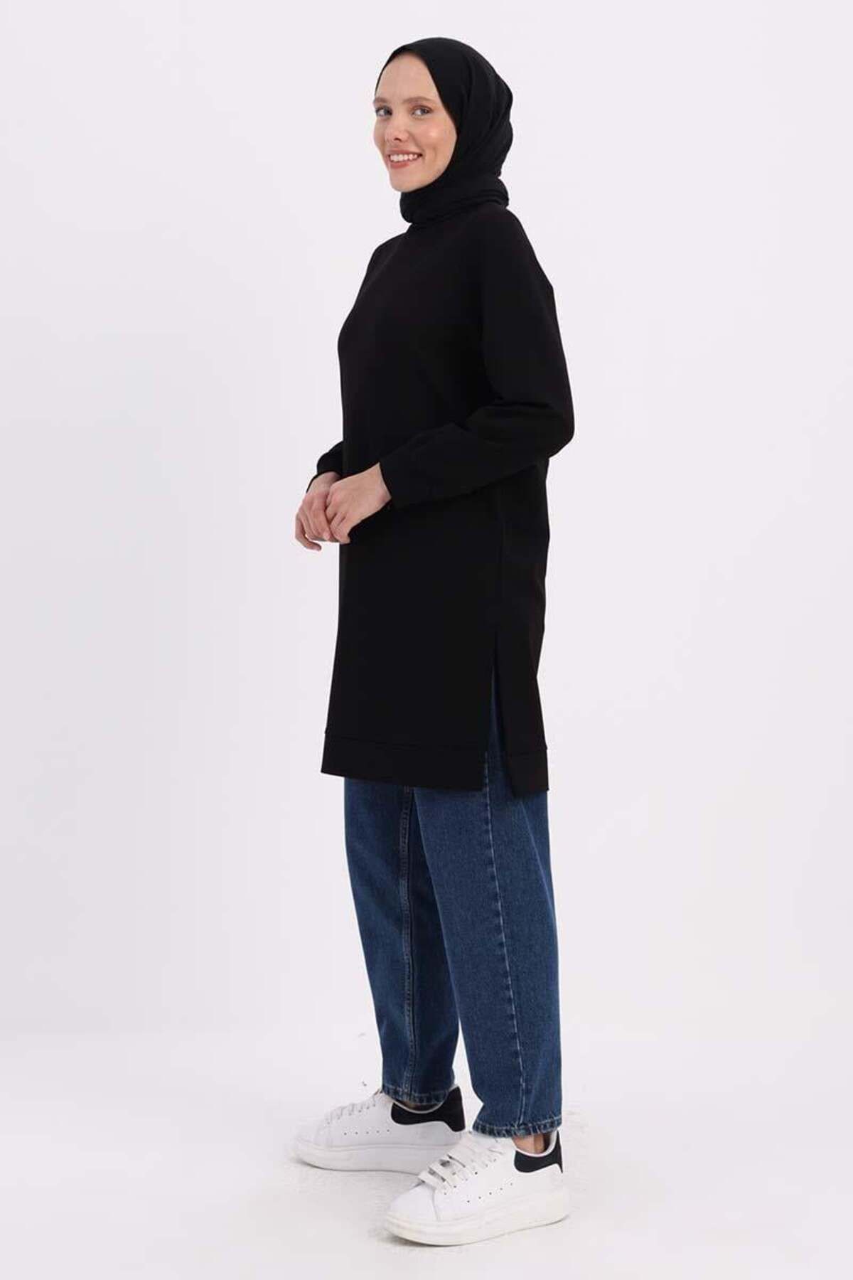 ALLDAY-Sweat Tunic with Zipper Pockets in Black 3