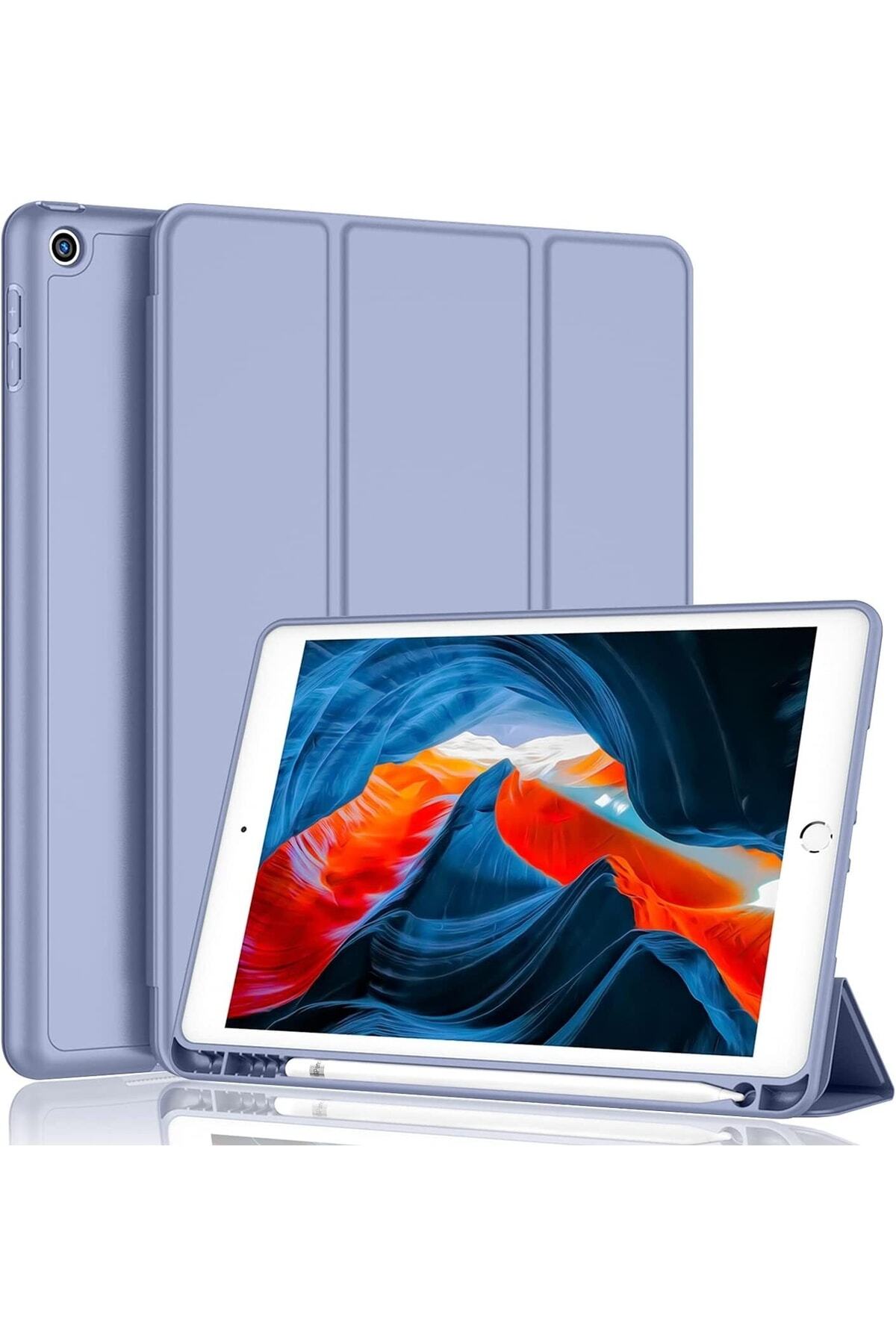 Ipad 8th Generation 10.2 Compatible Silicone Pencil Compartment Smart Case A2270 A2428 A2429 A2430 Purple