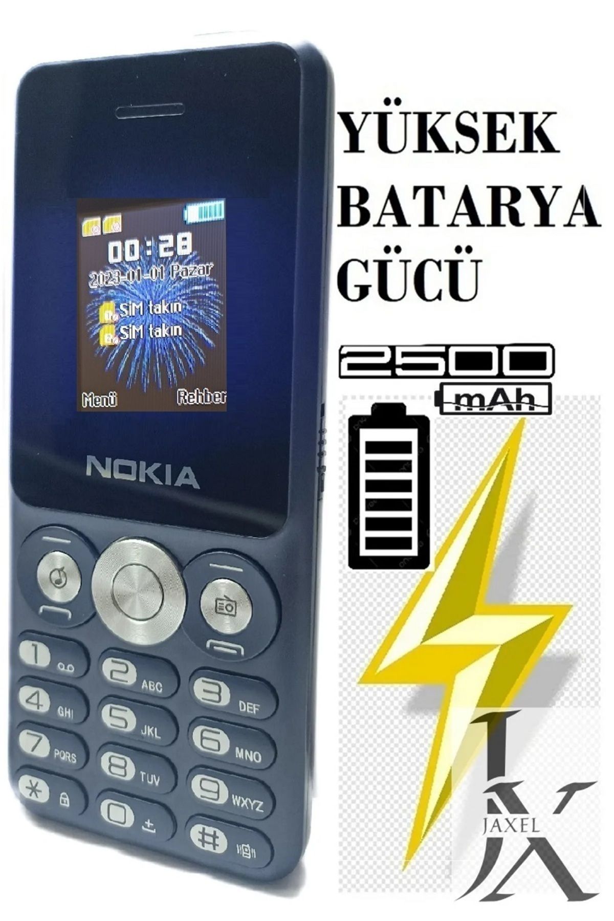 jaxen Yeni Nesil Yüksek Batarya Gücüne Sahip 2500 Mah. Tuşlu Cep Telefonu Nokiaa Yüksek Ses Hızlı Arama