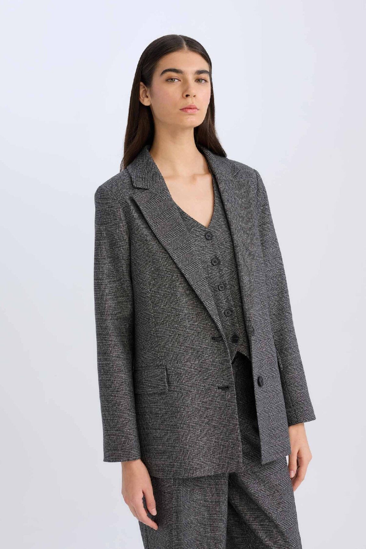 DeFacto-Oversize Wide Fit Button Blazer Jacket W2206Az24Au 3