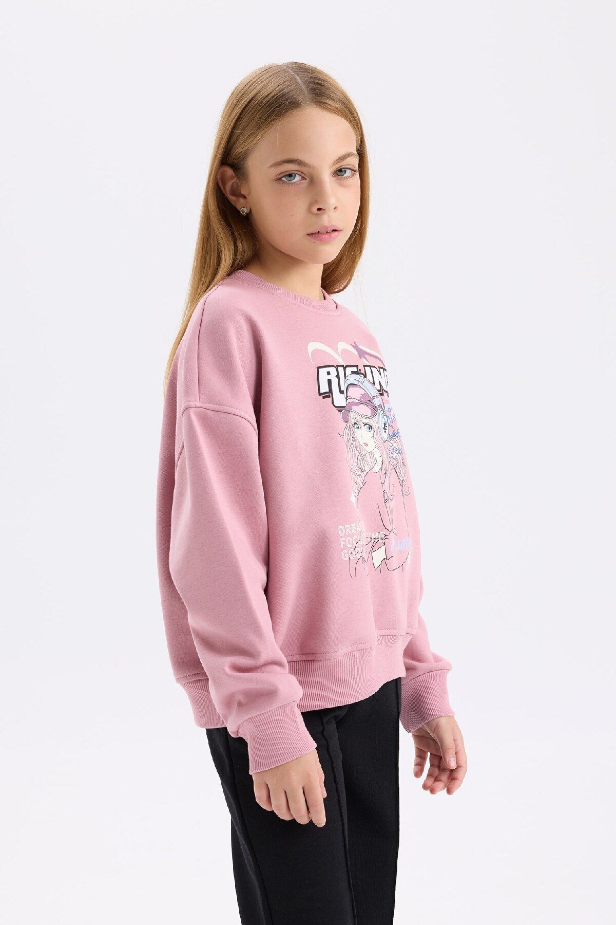 DeFacto-Übergroßes Mädchen-Sweatshirt mit Tiermuster und Rundhalsausschnitt – D6989A824WN 4