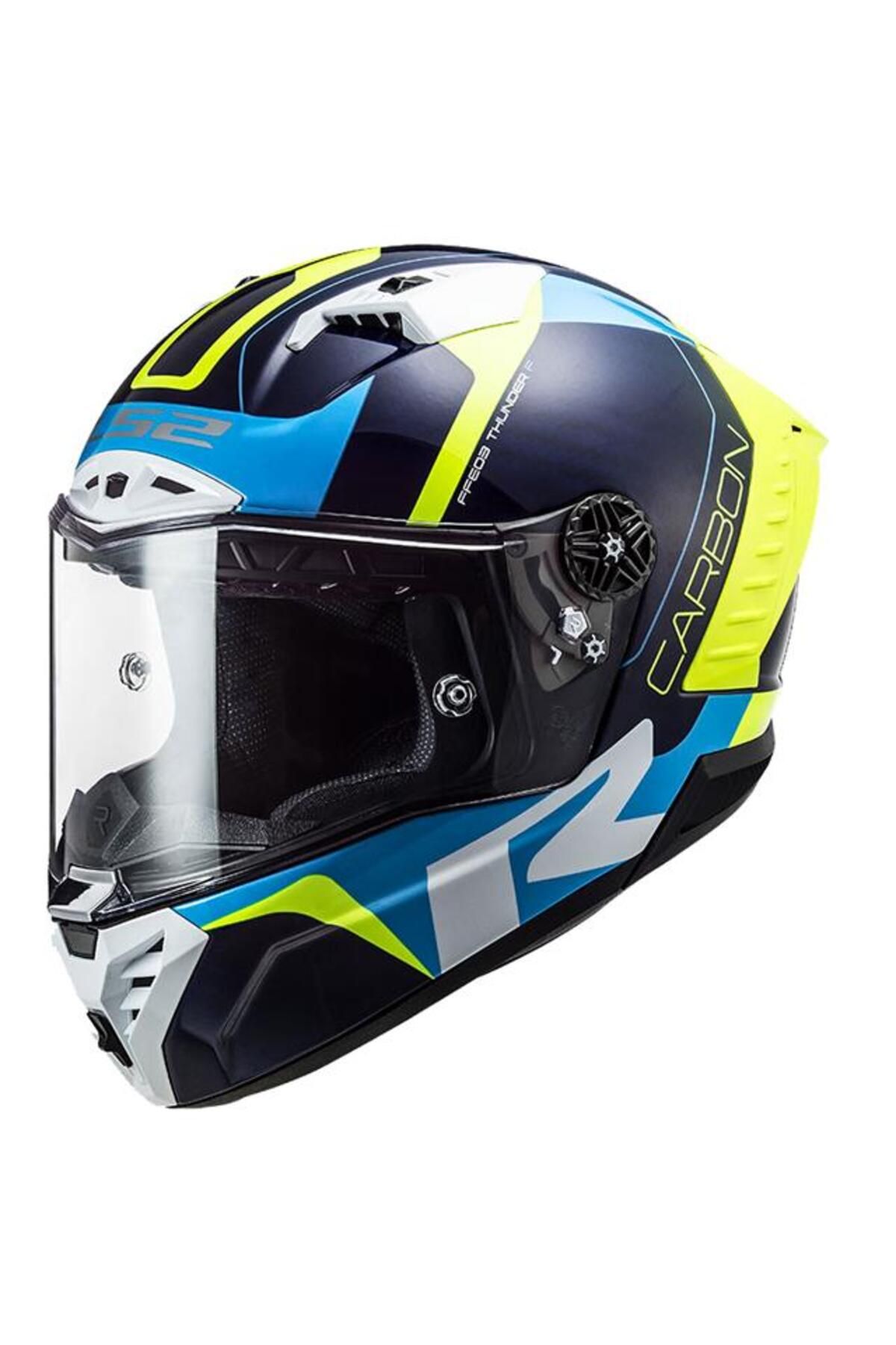 LS2 Thunder Karbon Racıng 1 Kapalı Kask Mavi-neon Sarı