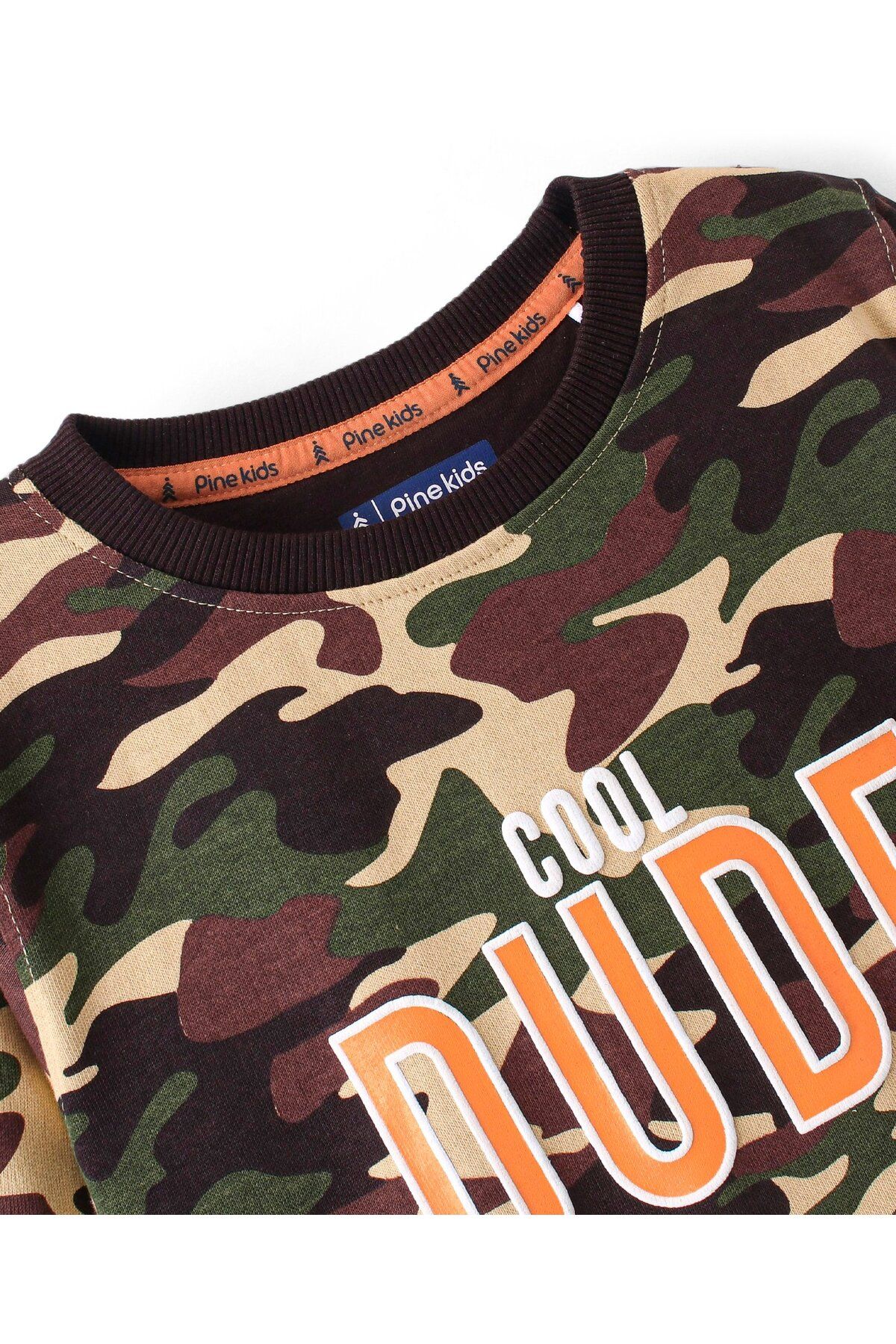 Pine kids-Full Sleeves Biowashed Sweatshirt Camouflage Print - Green & Brown 4