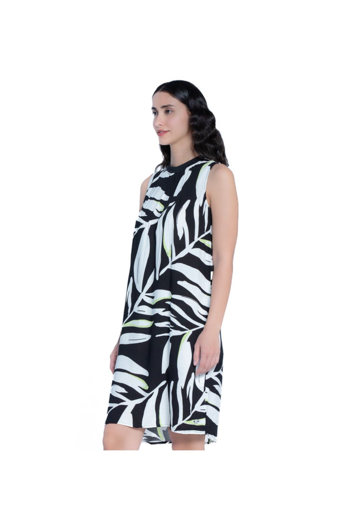 Zabaione-Sleeveless Tropical Print Dress 4